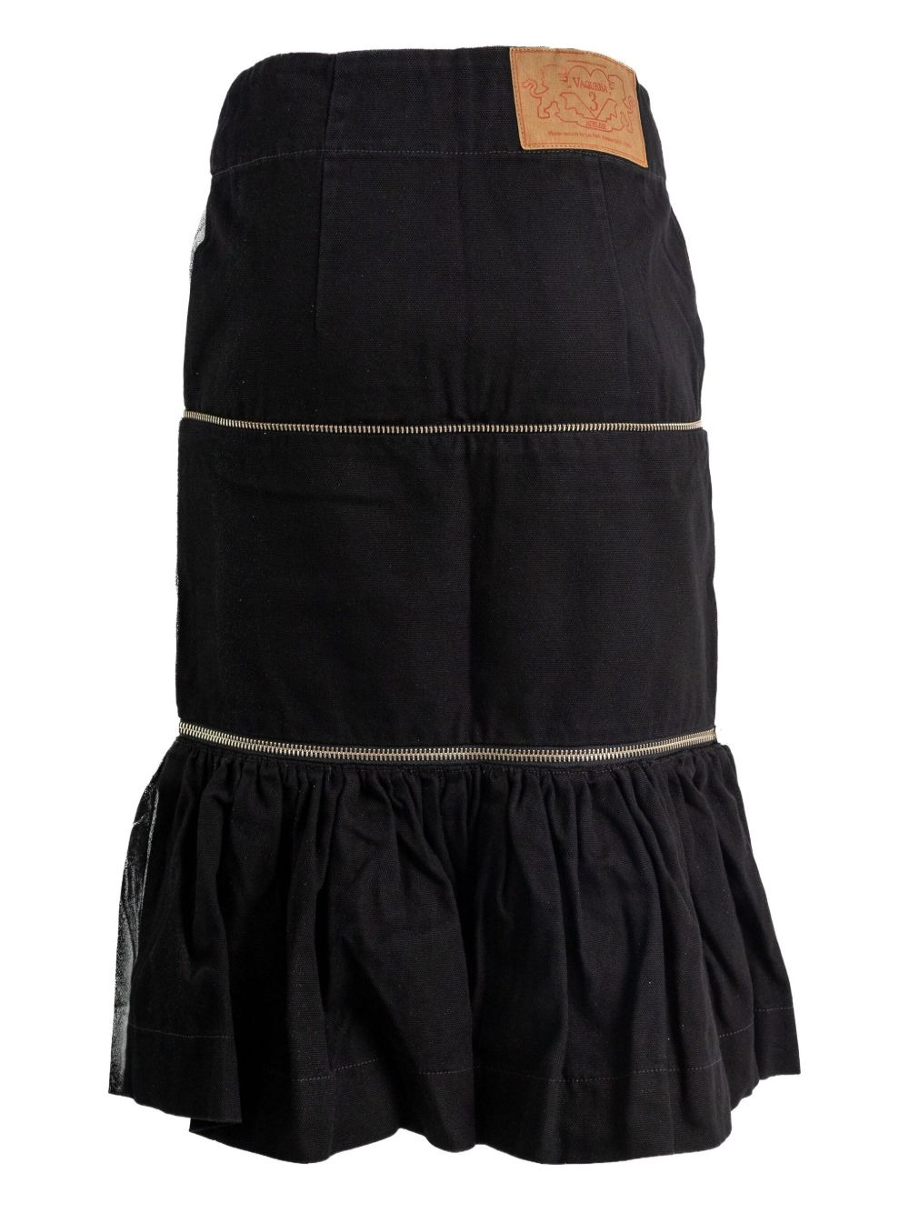 zip-detail ruffled skirt - 3