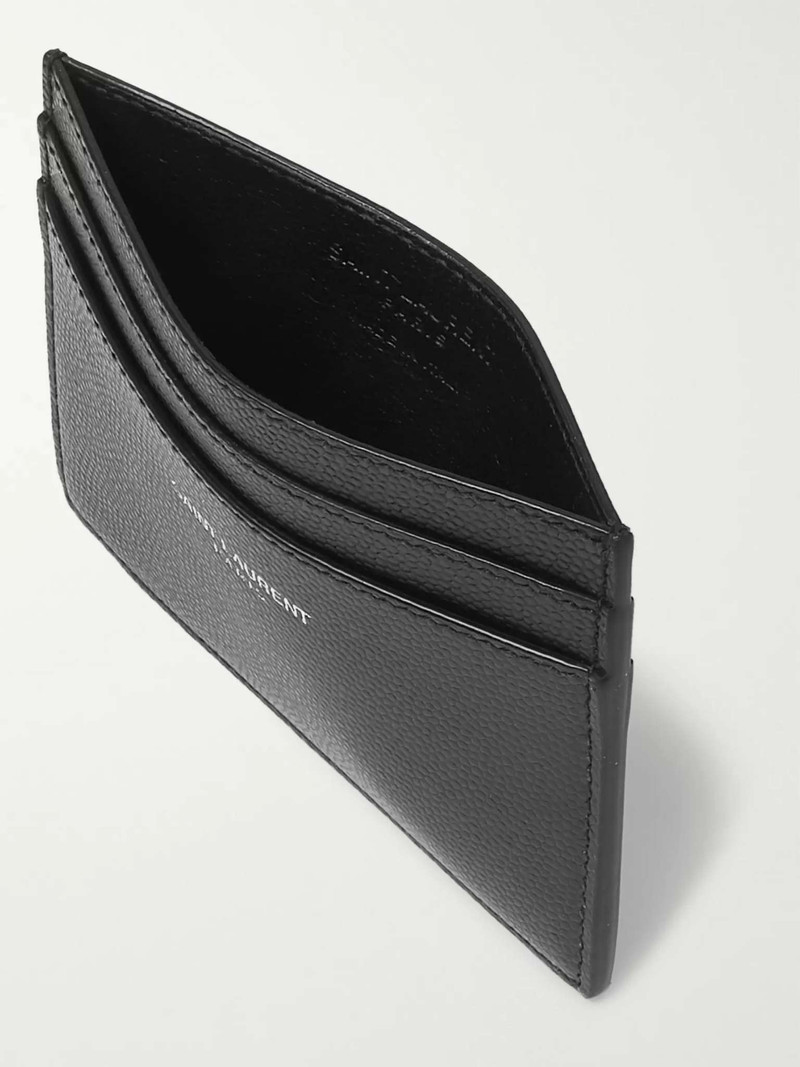 SAINT LAURENT Logo-Print Pebble-Grain Leather Cardholder outlook