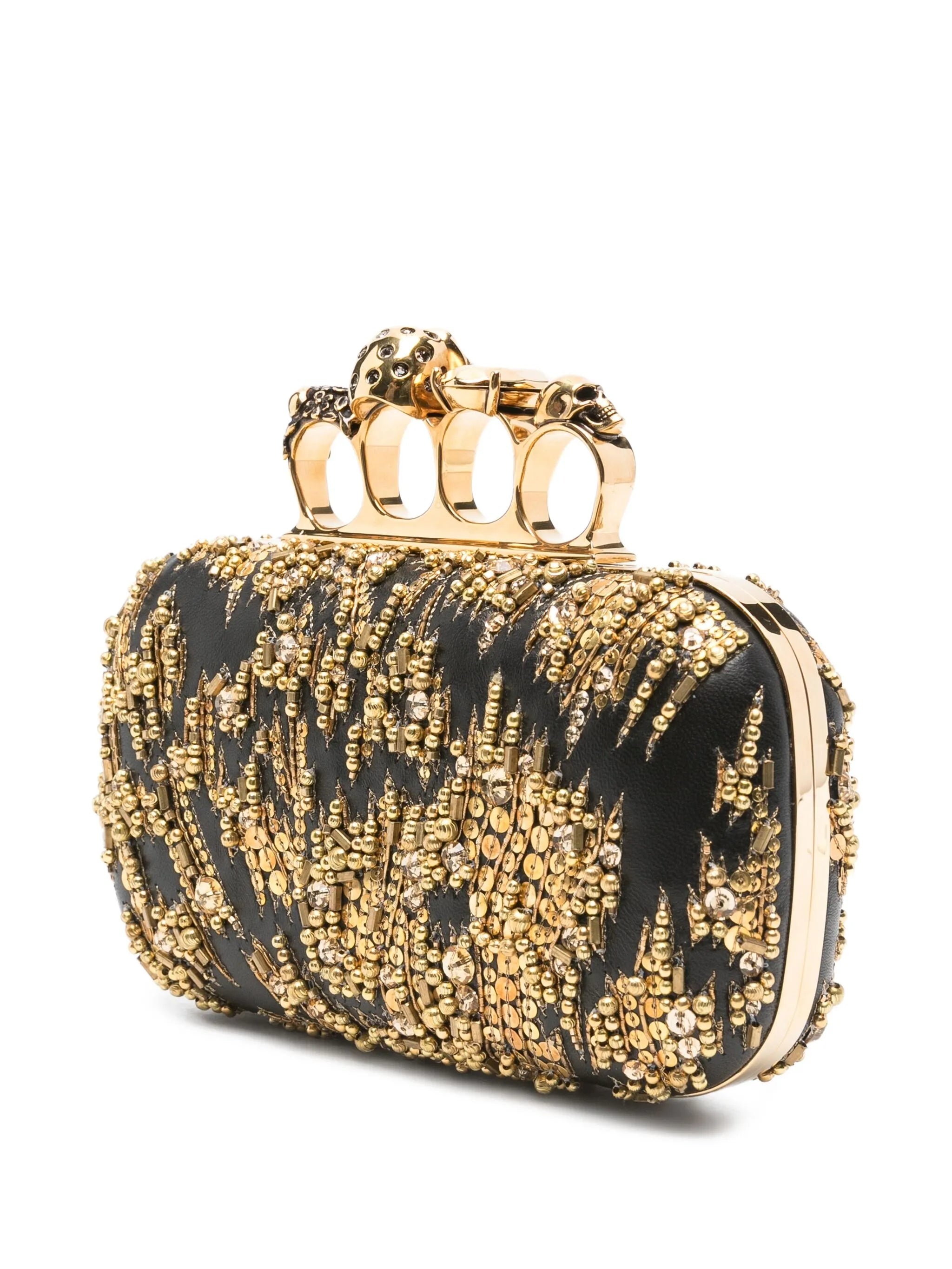 Alexander Mcqueen Skull-ring Embellished Clutch Bag - 5