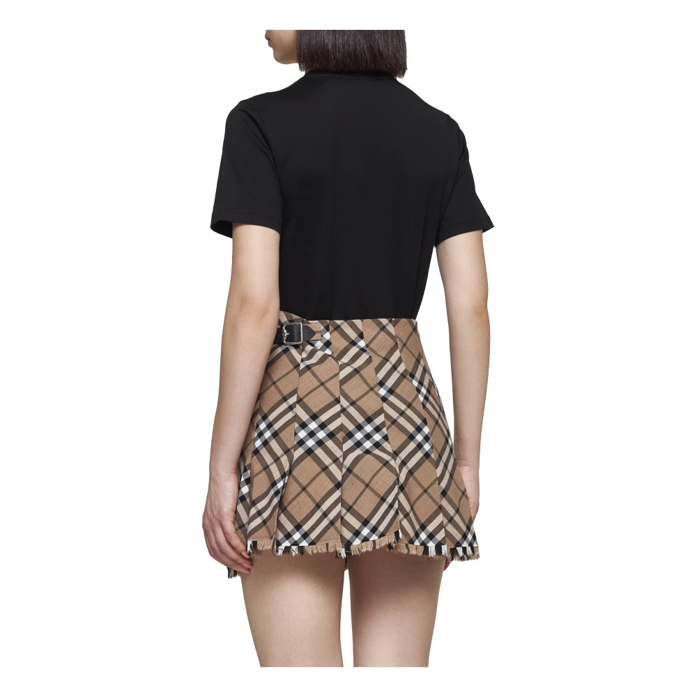 ミニスカート Burberry FW24 Check wool blend mini kilt (8095396) Check Wool Mini Kilt in Fig/black amethyst - Women