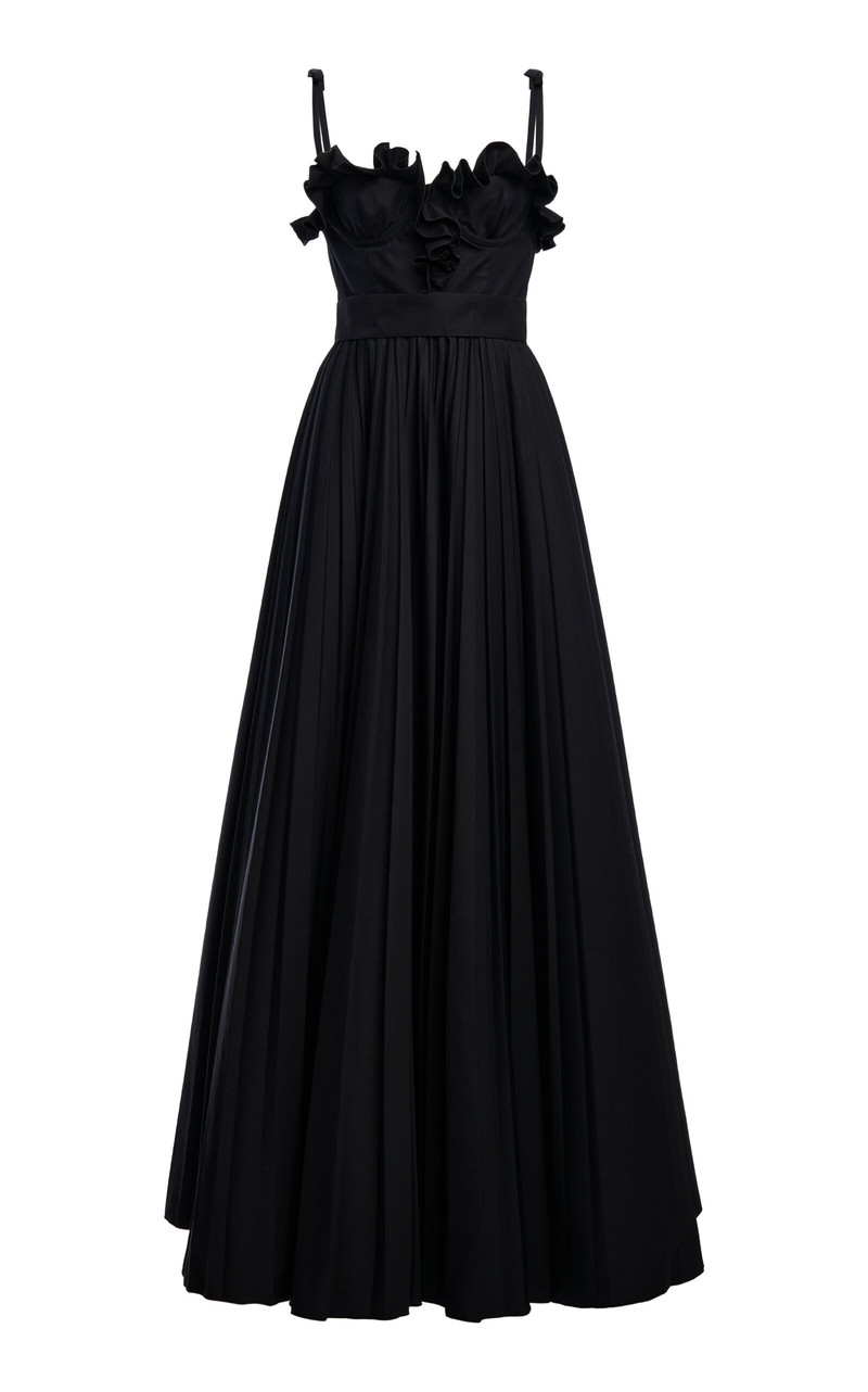 Ruffled Cotton-Poplin Maxi Dress black - 1
