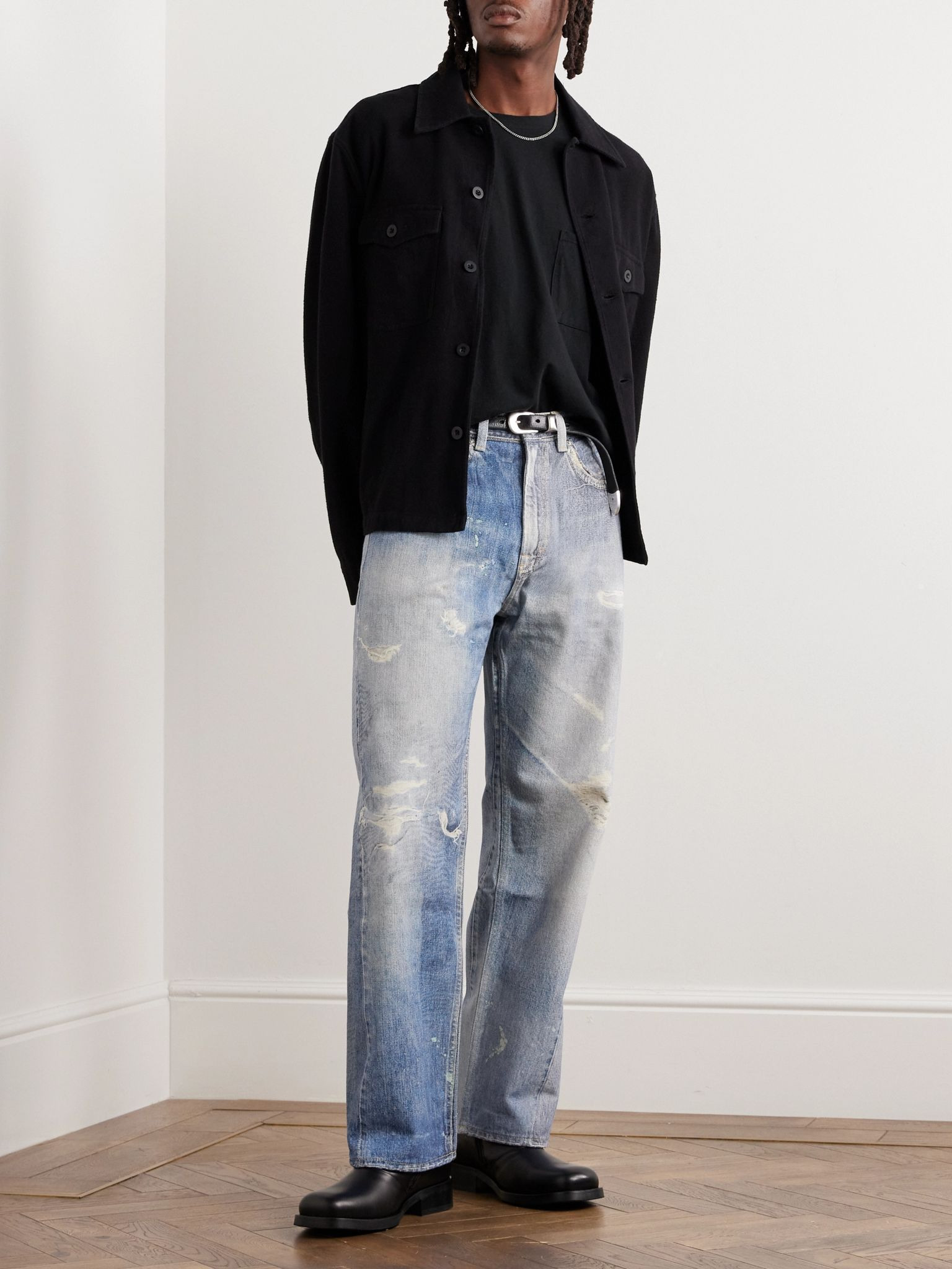 Third Cut Straight-Leg Printed Jeans Blue - 2