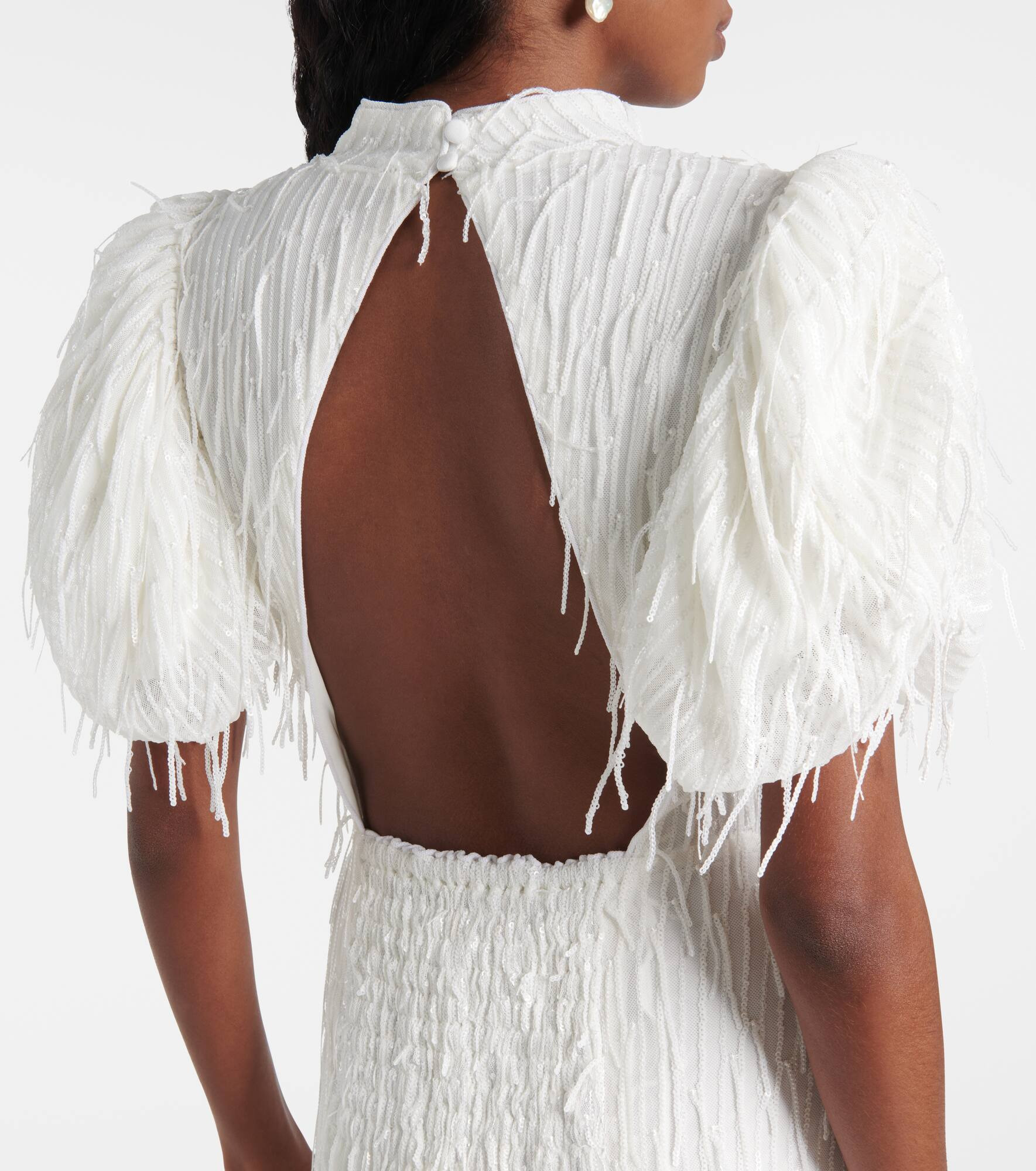 Bridal sequined puff-sleeve minidress - 5