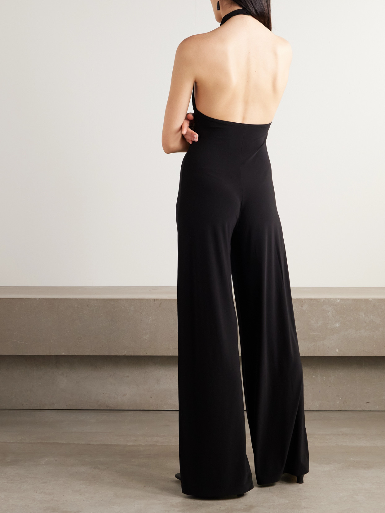 Gathered Stretch-jersey Halterneck Jumpsuit - 3