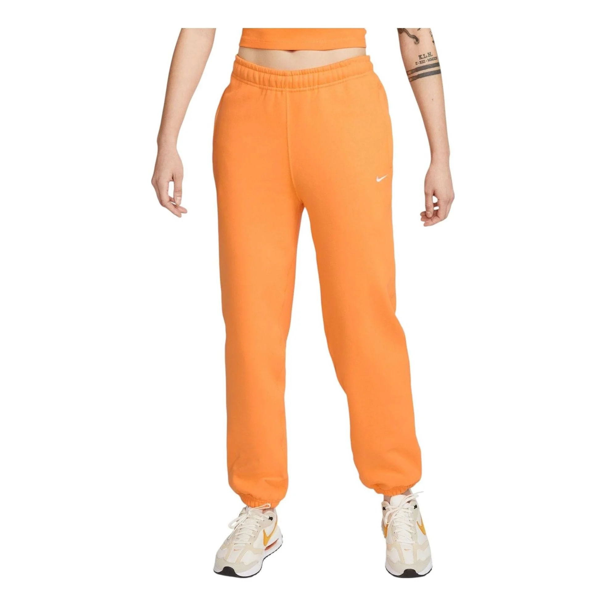 (WMNS) Nike Solo Swoosh Fleece Pants 'Vivid Orange White' CW5565-836 - 1