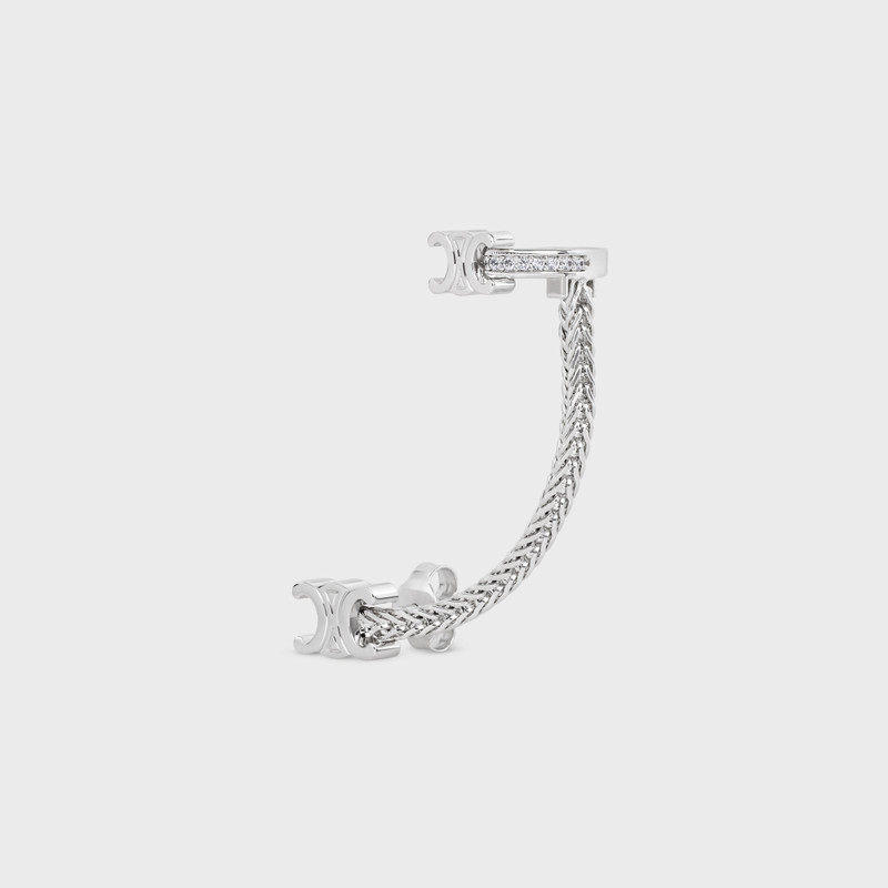 CELINE Celine Daisy Ear Cuff in Brass with Rhodium Finish and Crystals outlook
