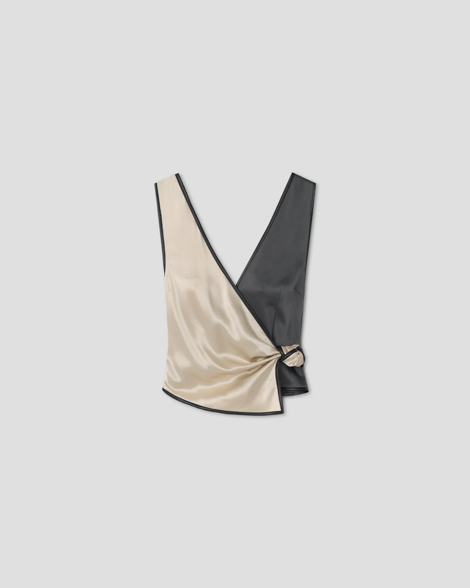 Slip Satin Color-Block Sleeveless Top - 1