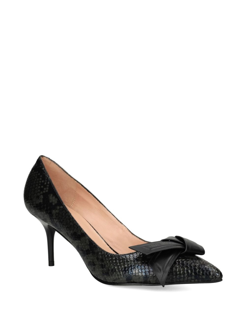 snakeskin bow pumps - 2