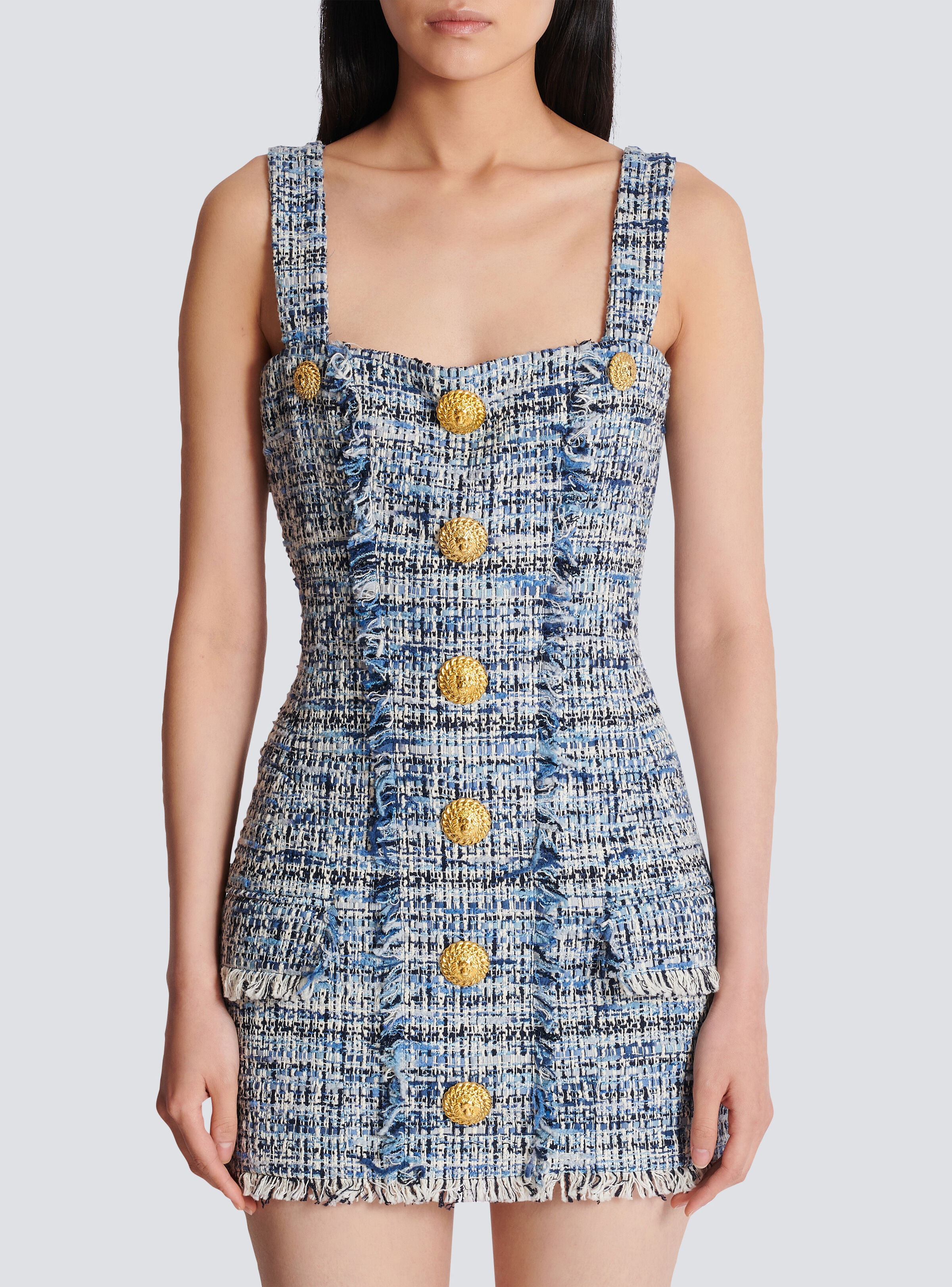 Short tweed dress with straps - 5
