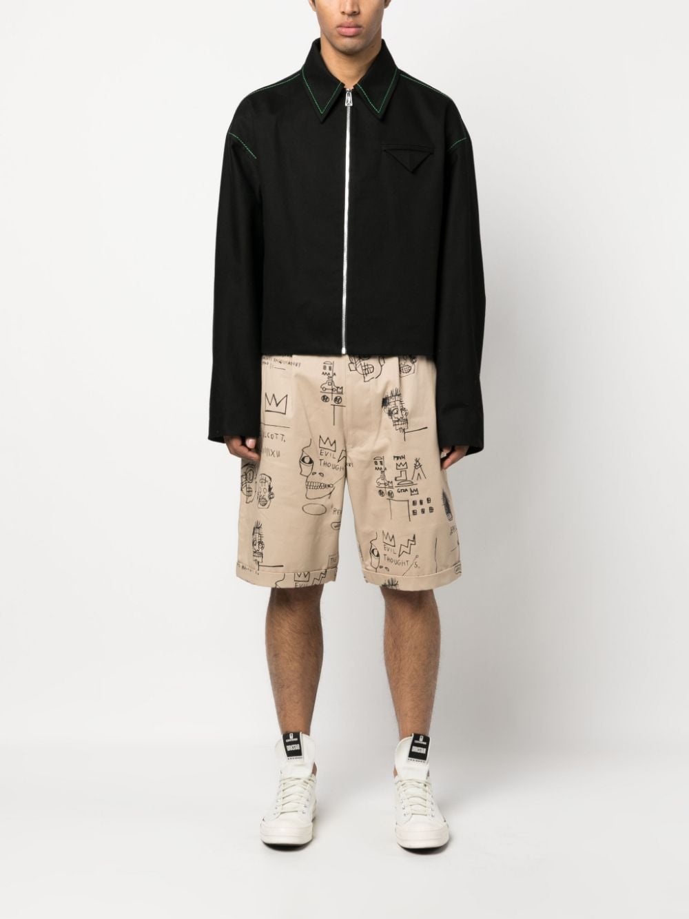 hand-drawn-print wide-leg shorts - 2