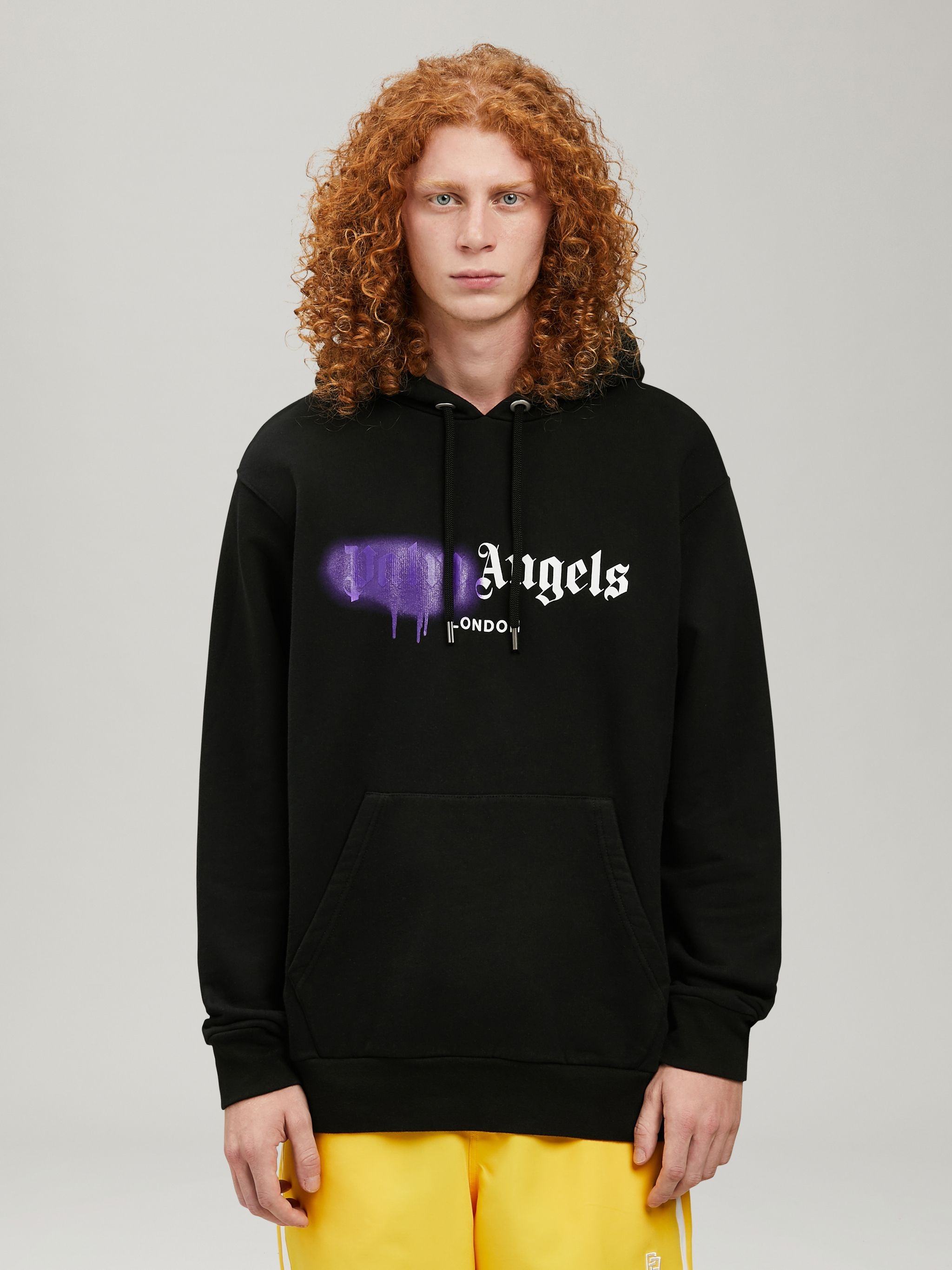 Palm Angels Aspen Heart Sprayed Hoodie 'Black/Purple