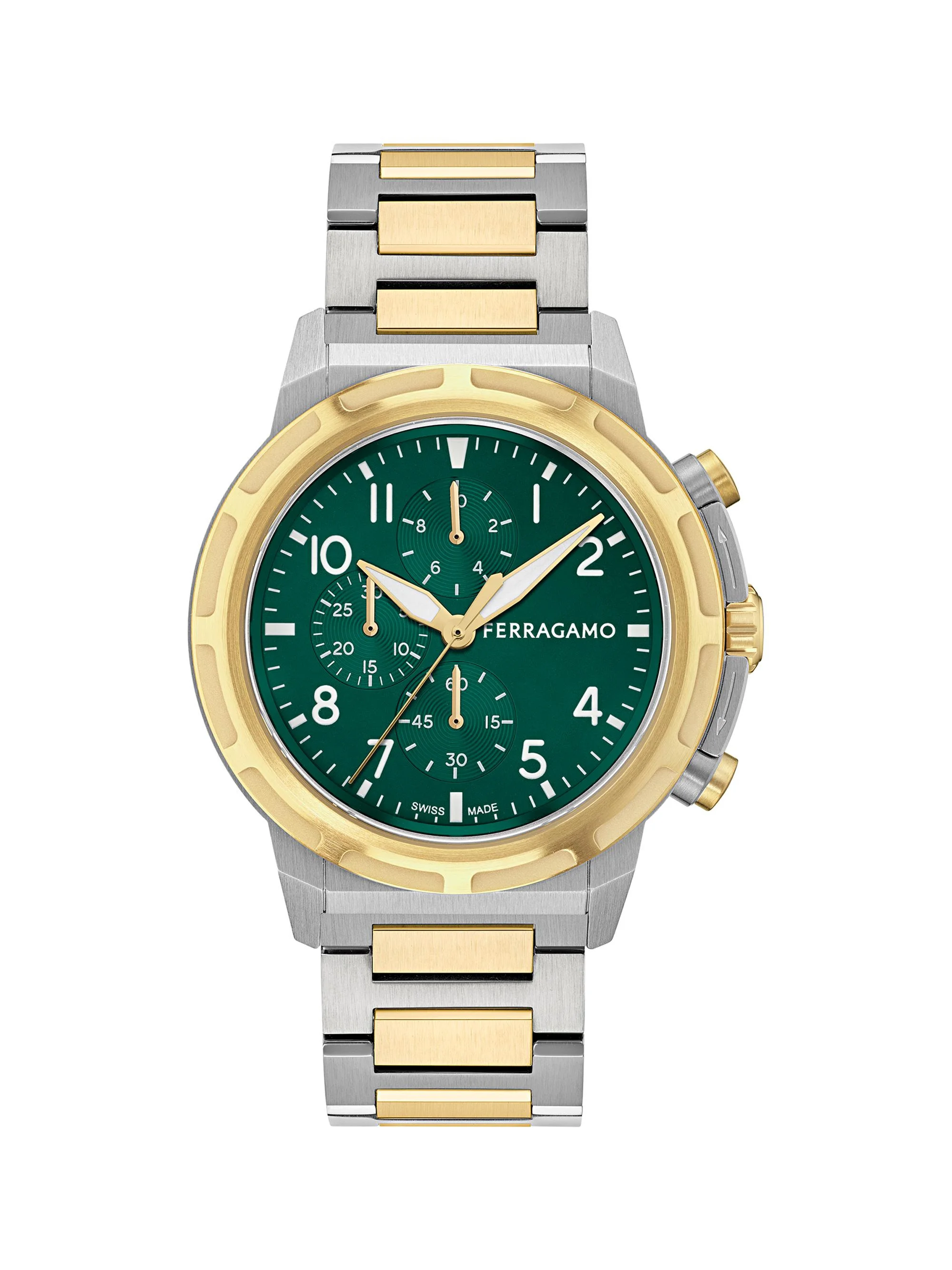 Men's Two-Tone Stainless Steel Chronograph Watch/44MM - Two Tone Green - 1
