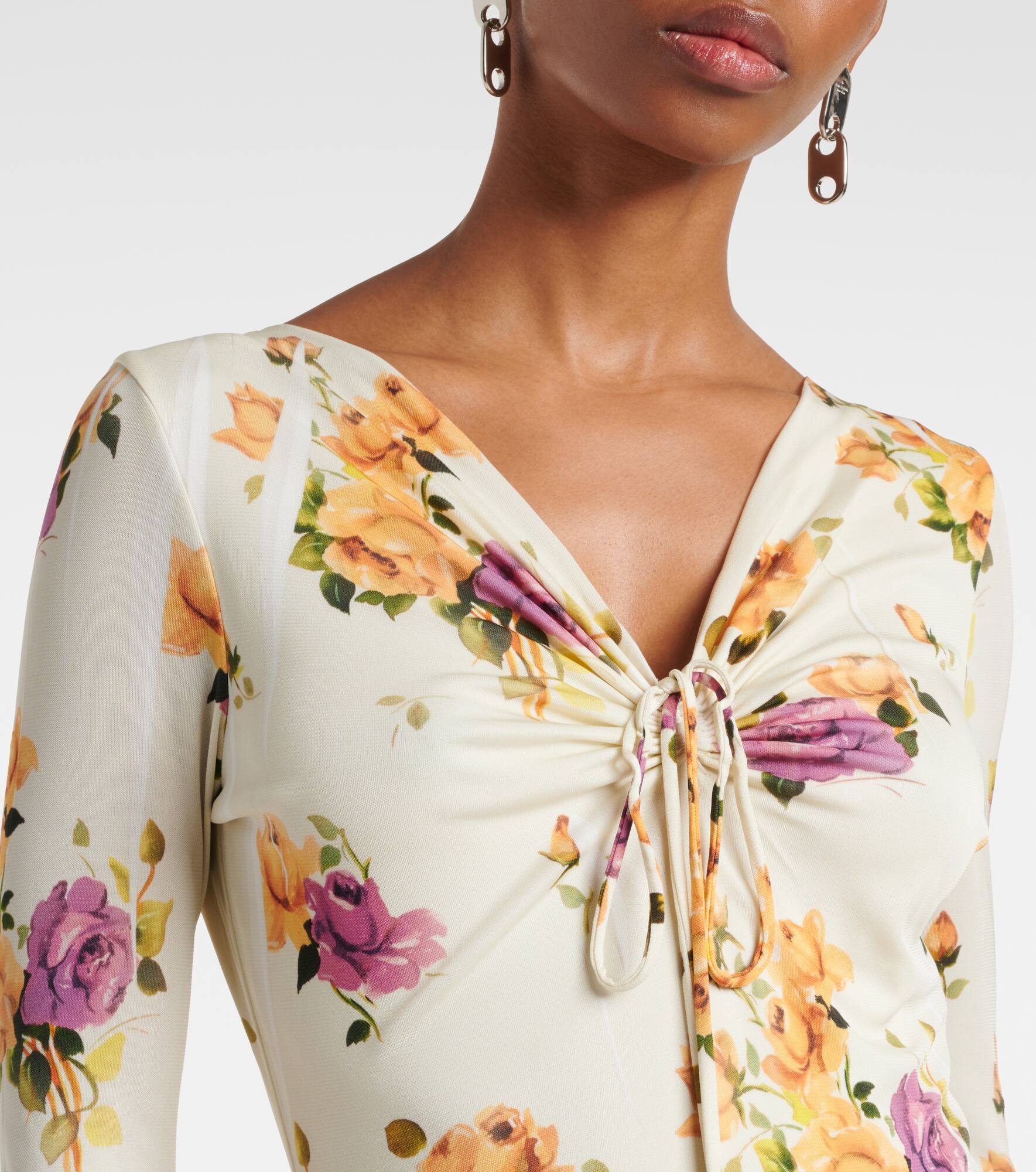 Edna floral asymmetric midi dress - 4