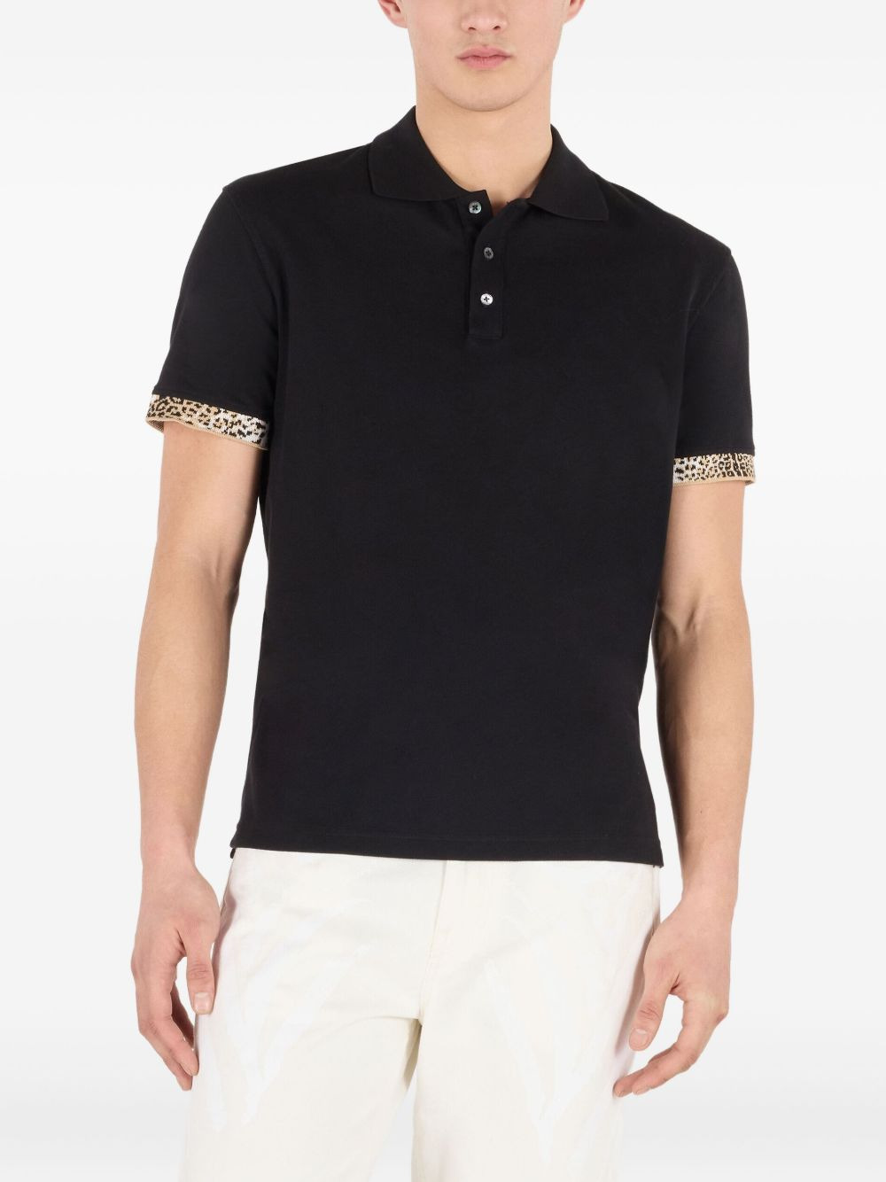 jaguar-print cuff polo shirt - 3