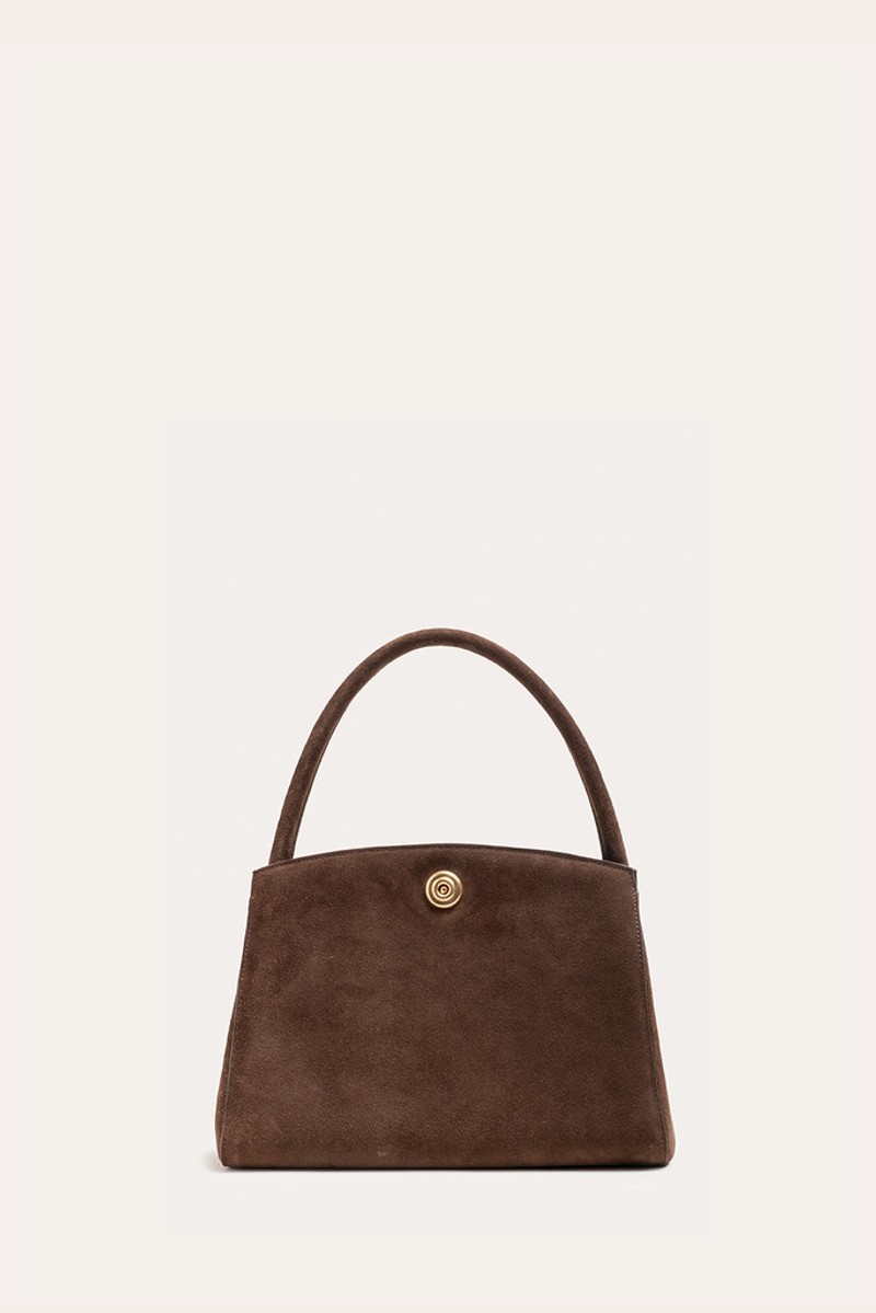PUSHLOCK LADY BAG DARK BROWN SUEDE 1