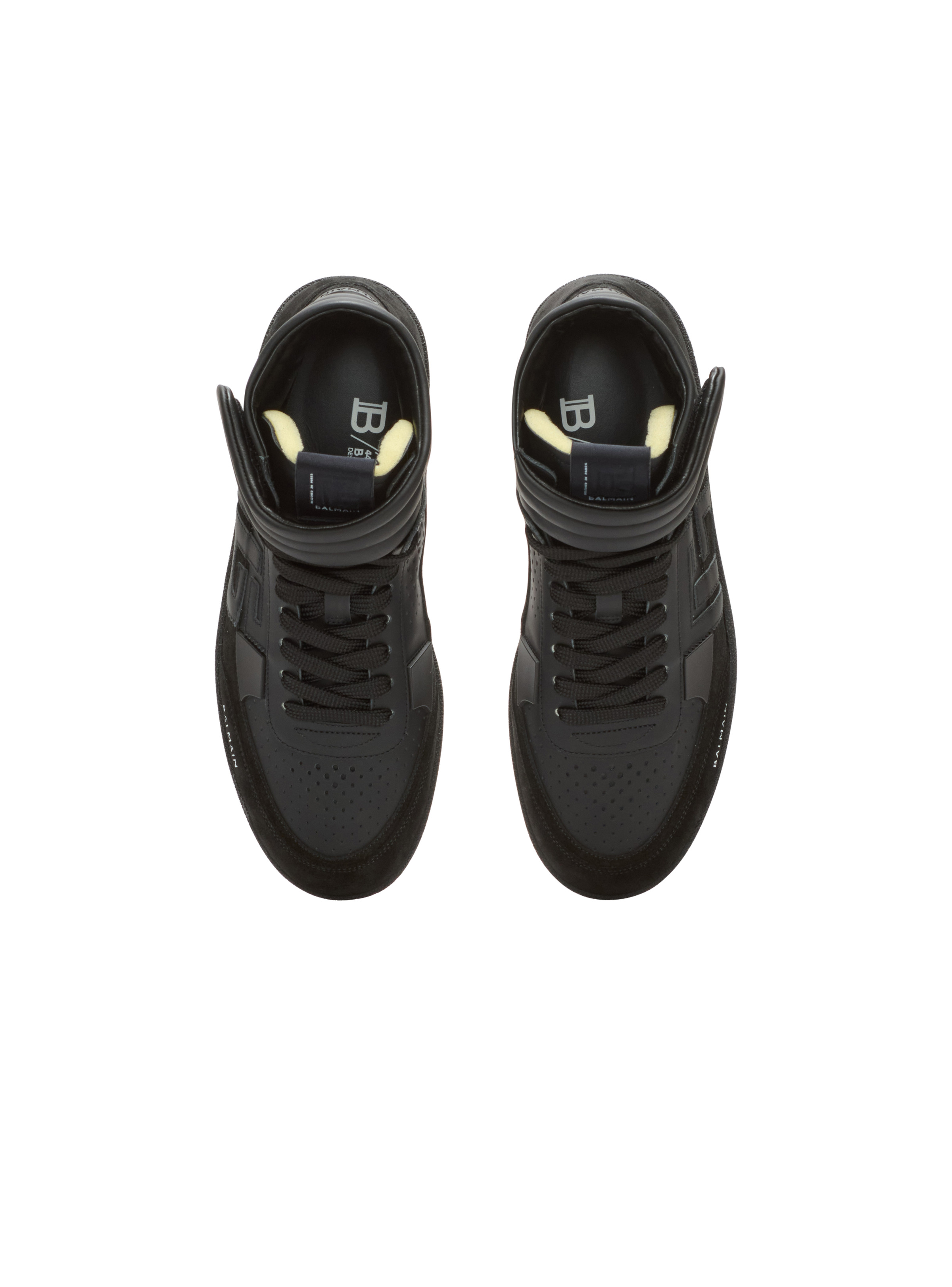 Balmain Swan Mid-Top trainers in calfskin and suede - 3