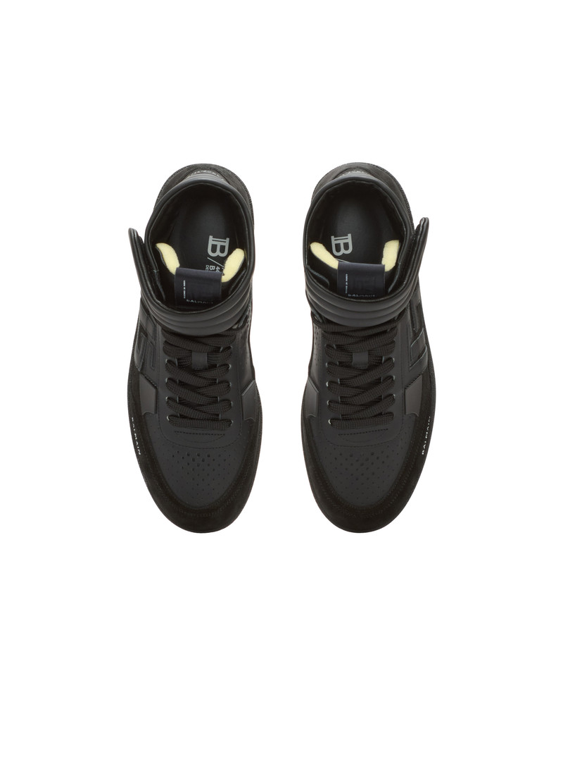 Balmain Swan Mid-Top trainers in calfskin and suede 3