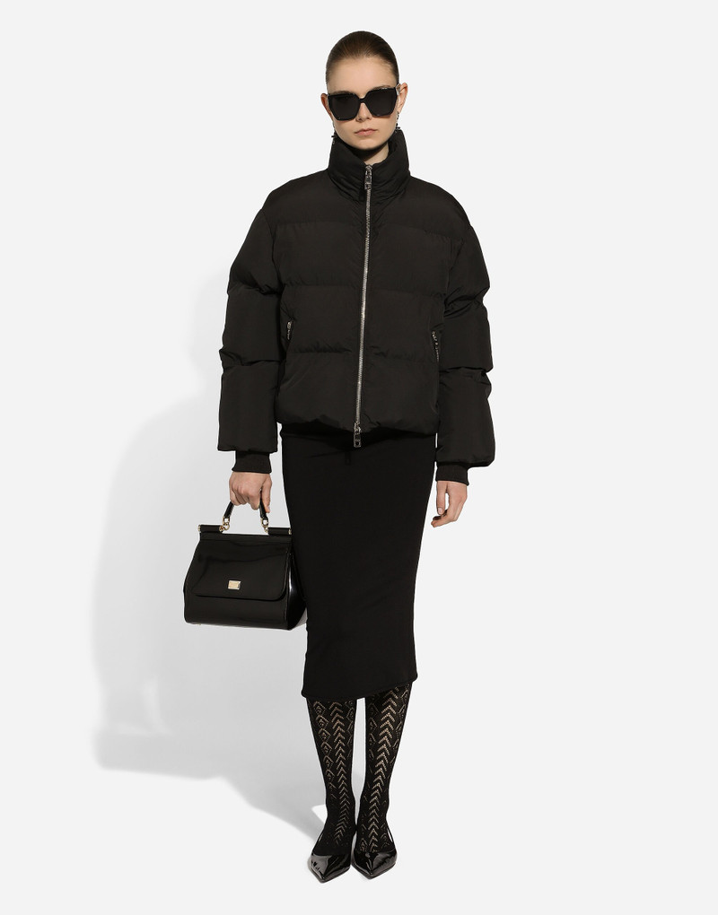 Dolce & Gabbana Short nylon down jacket with branded tag outlook