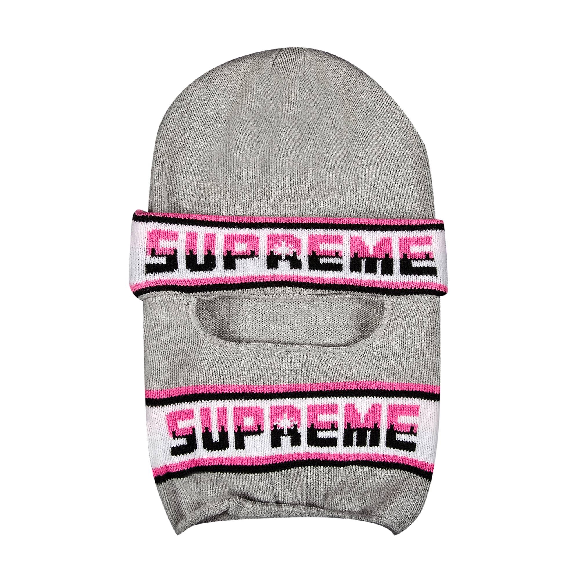 Supreme Double Logo Facemask Beanie 'Grey' - 2