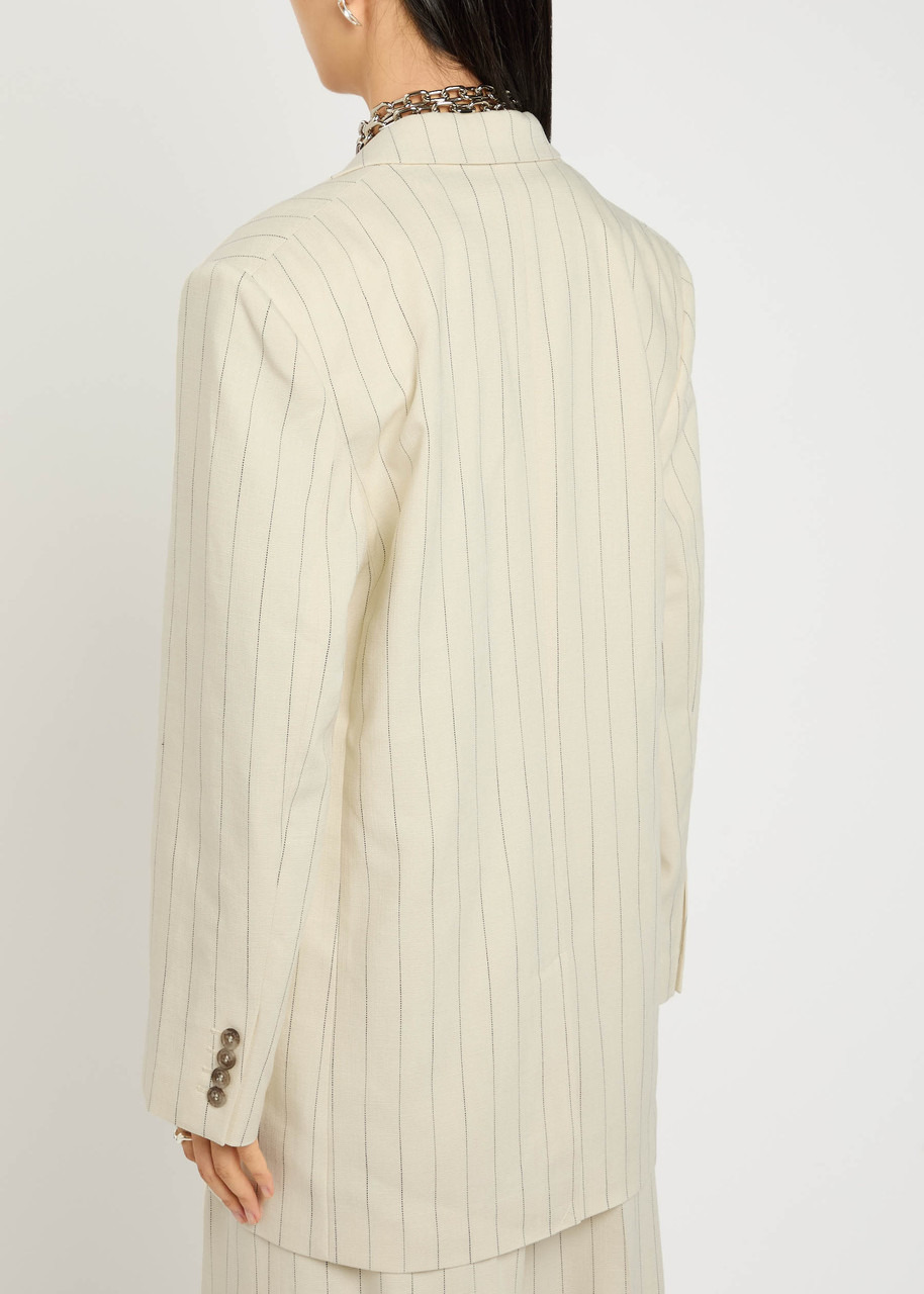 Anine Bing Sara Pinstriped Woven Blazer - 3