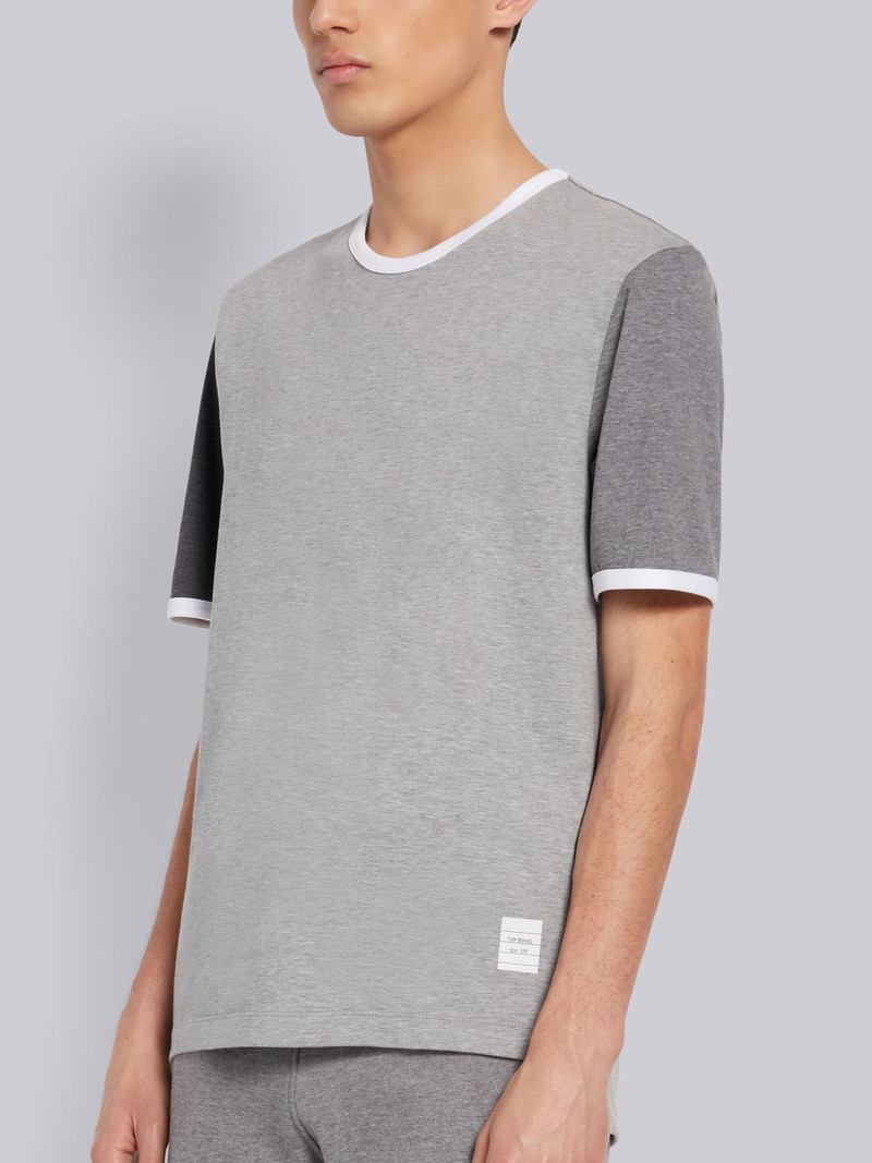 Thom Browne Tonal Grey Cotton Jersey Short Sleeve Ringer Tee outlook