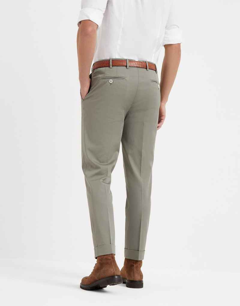 Brunello Cucinelli Garment-dyed Italian fit trousers in American Pima comfort cotton gabardine outlook