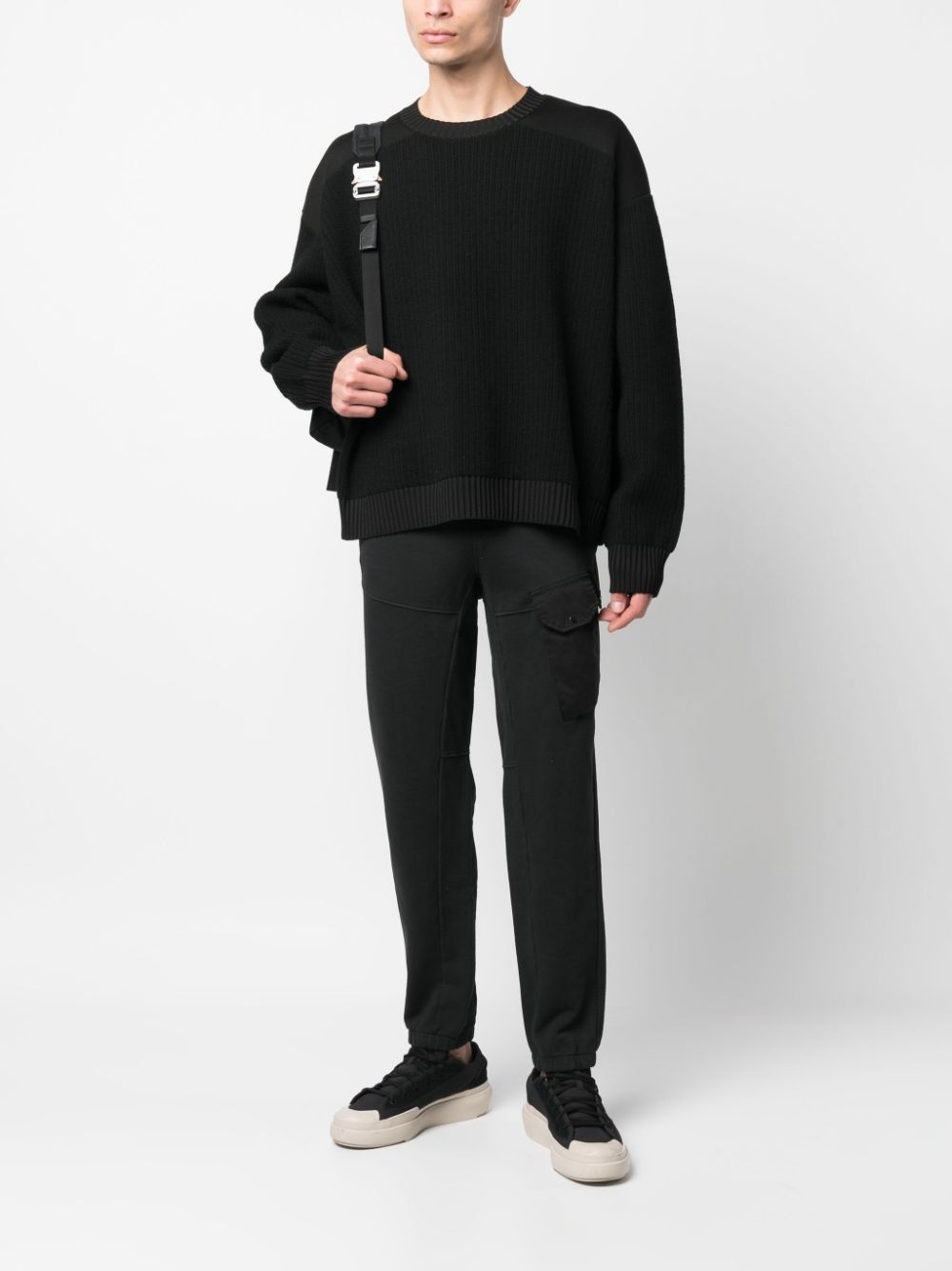 ribbed-knit panelled jumper - 2