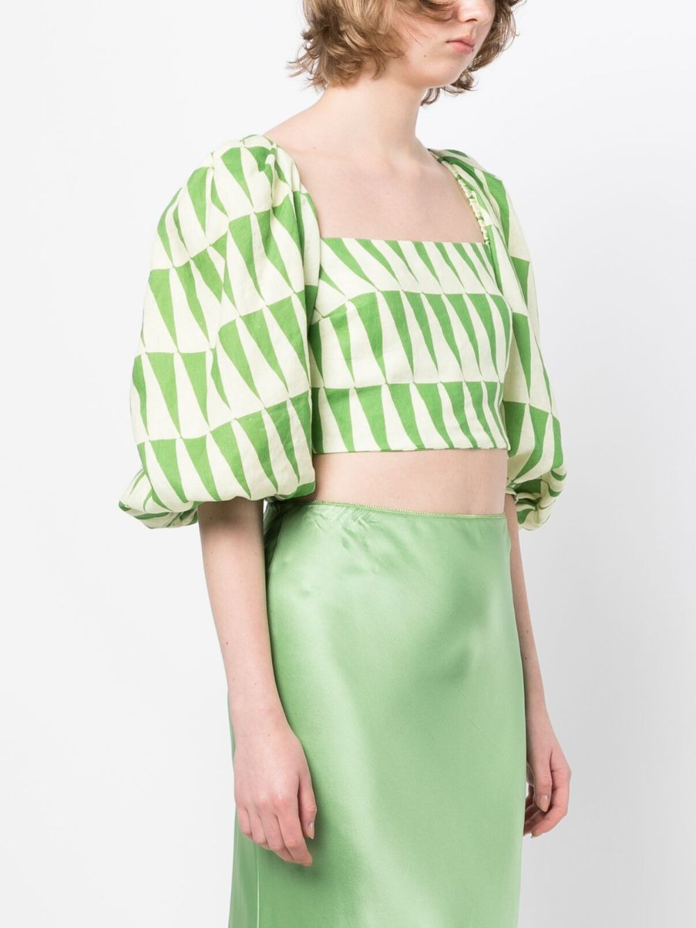 Sami geometric-print linen top - 3