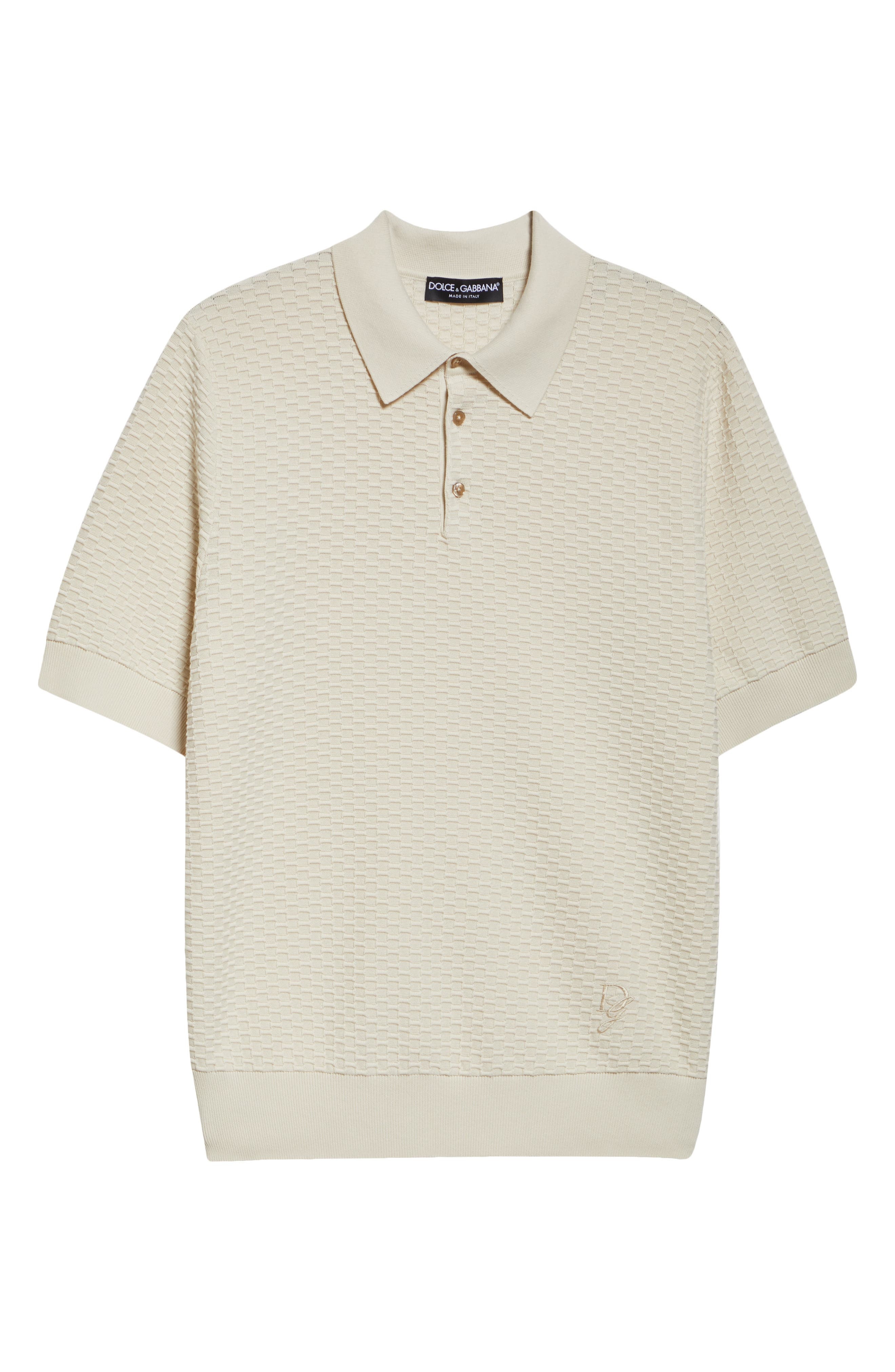 Dolce&Gabbana Textured Polo Sweater in M2826 Beige Chiarissimo at Nordstrom - 5