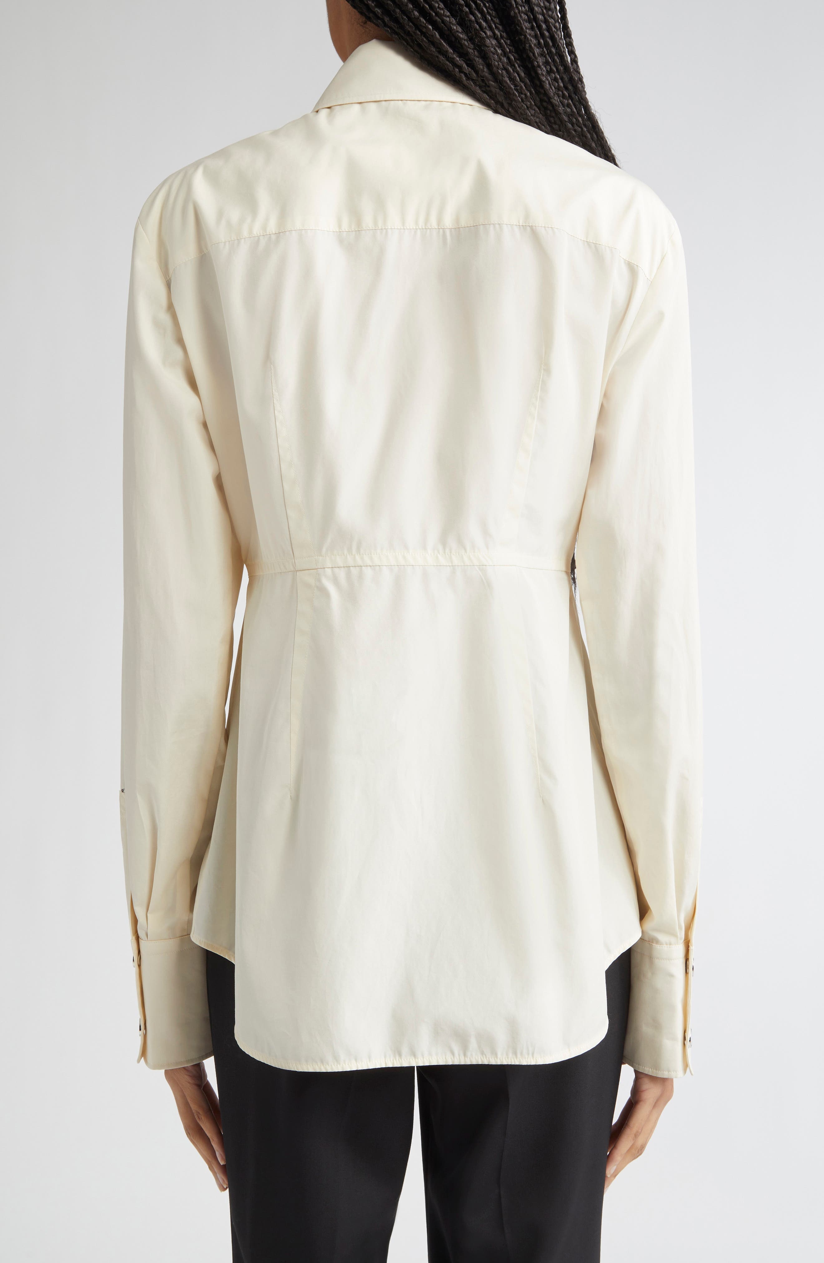 SPORTMAX Azoto Peplum Snap-Up Shirt in Ivory at Nordstrom - 2