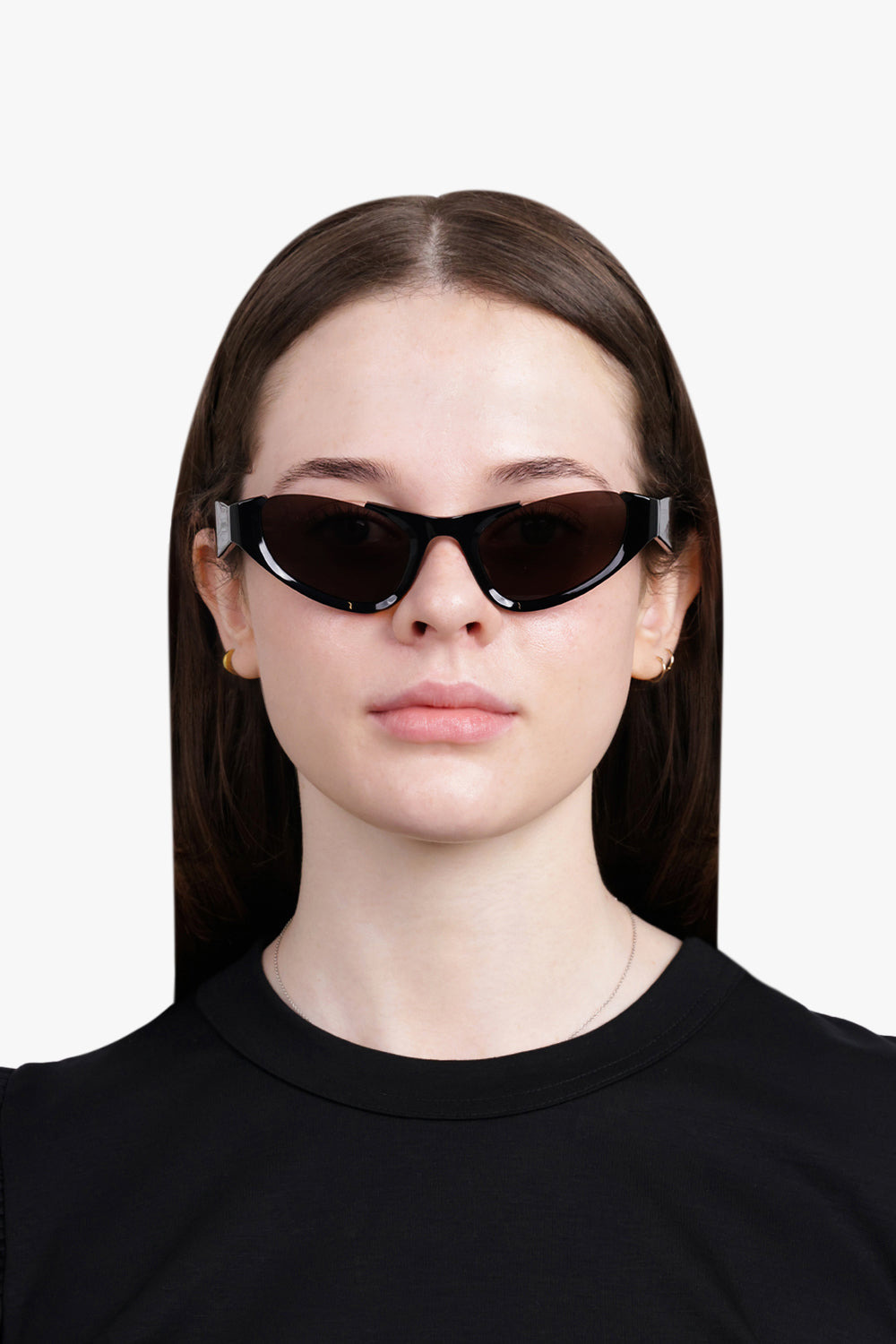 CAT EYE LETTERING SUNGLASSES | BLACK/BLACK/GREY - 4