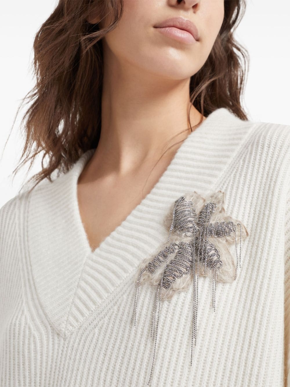 bead-embellished cashmere dress - 5