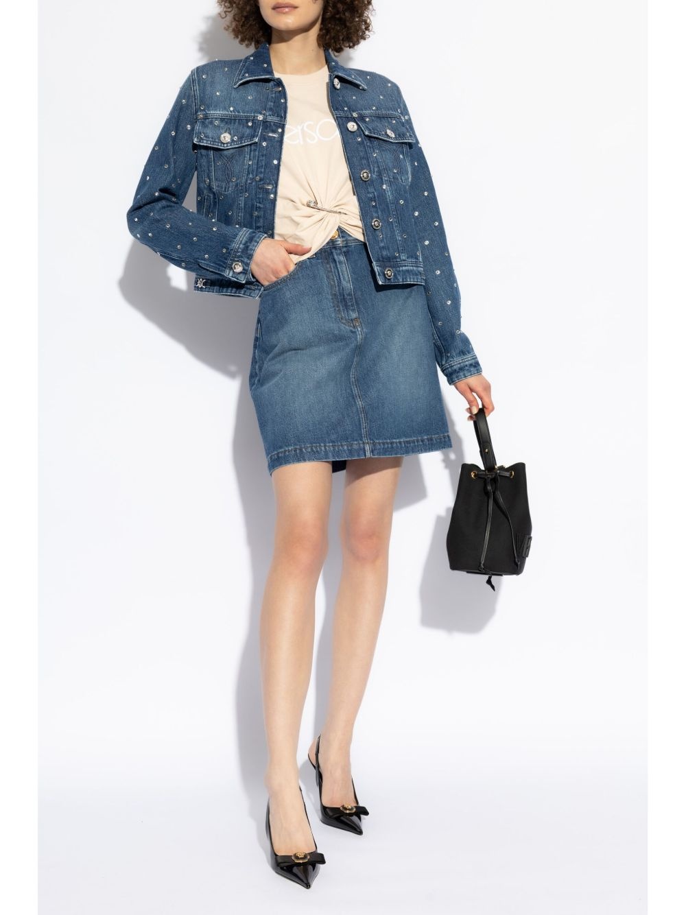 shimmering-appliques denim jacket - 2