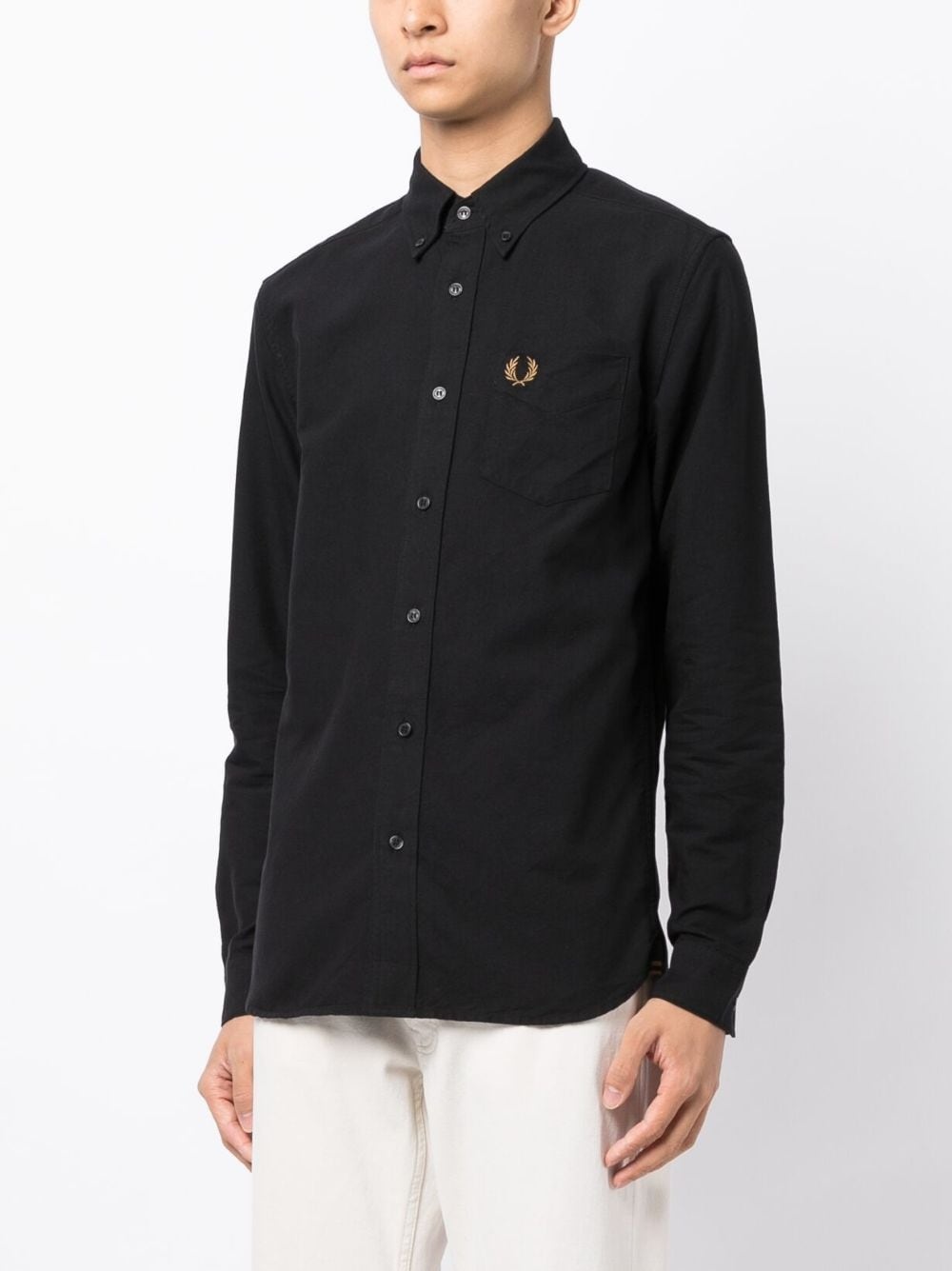 logo-embroidered cotton shirt - 5