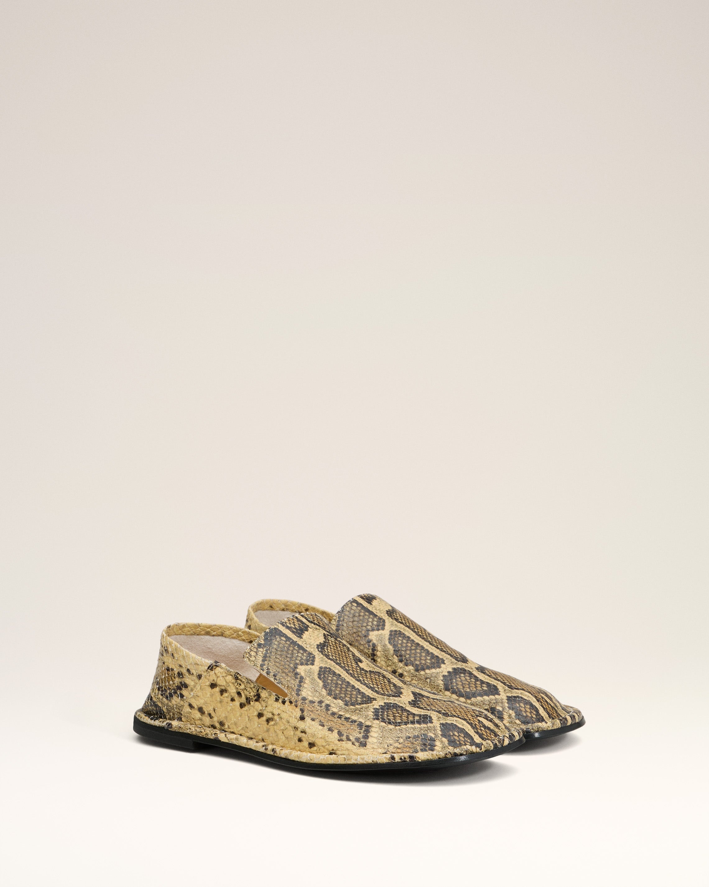 BEIGE LEATHER MIDI SLIPPERS - 3