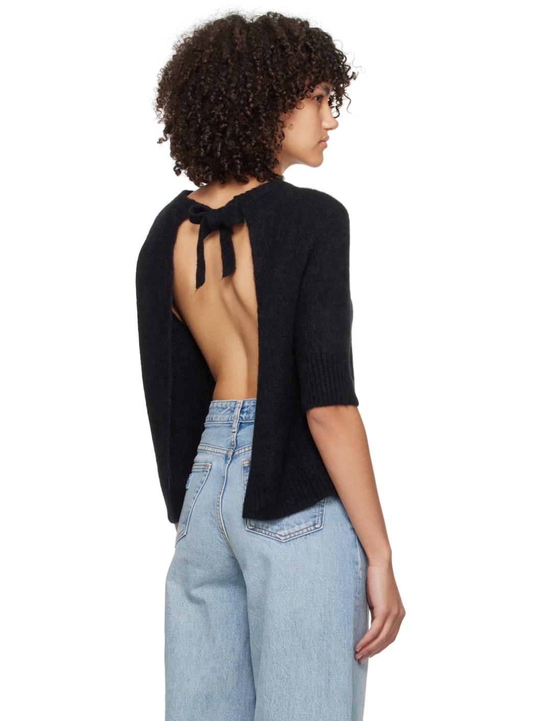Black Open Back Sweater - 3