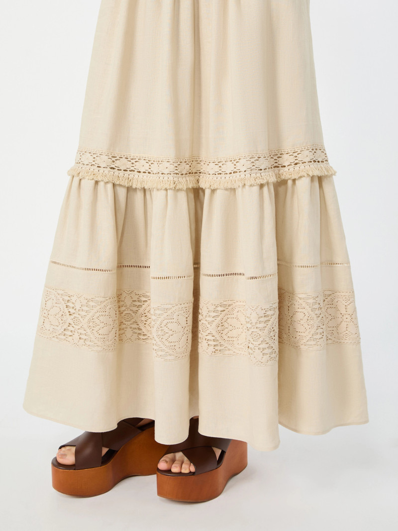 WKIPALLORE Long linen fabric skirt - SAND 5