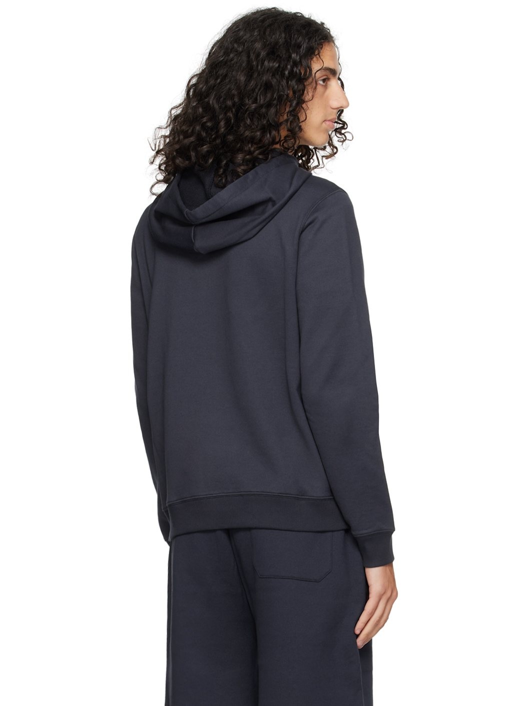 Navy Printed-Logo Hoodie - 3