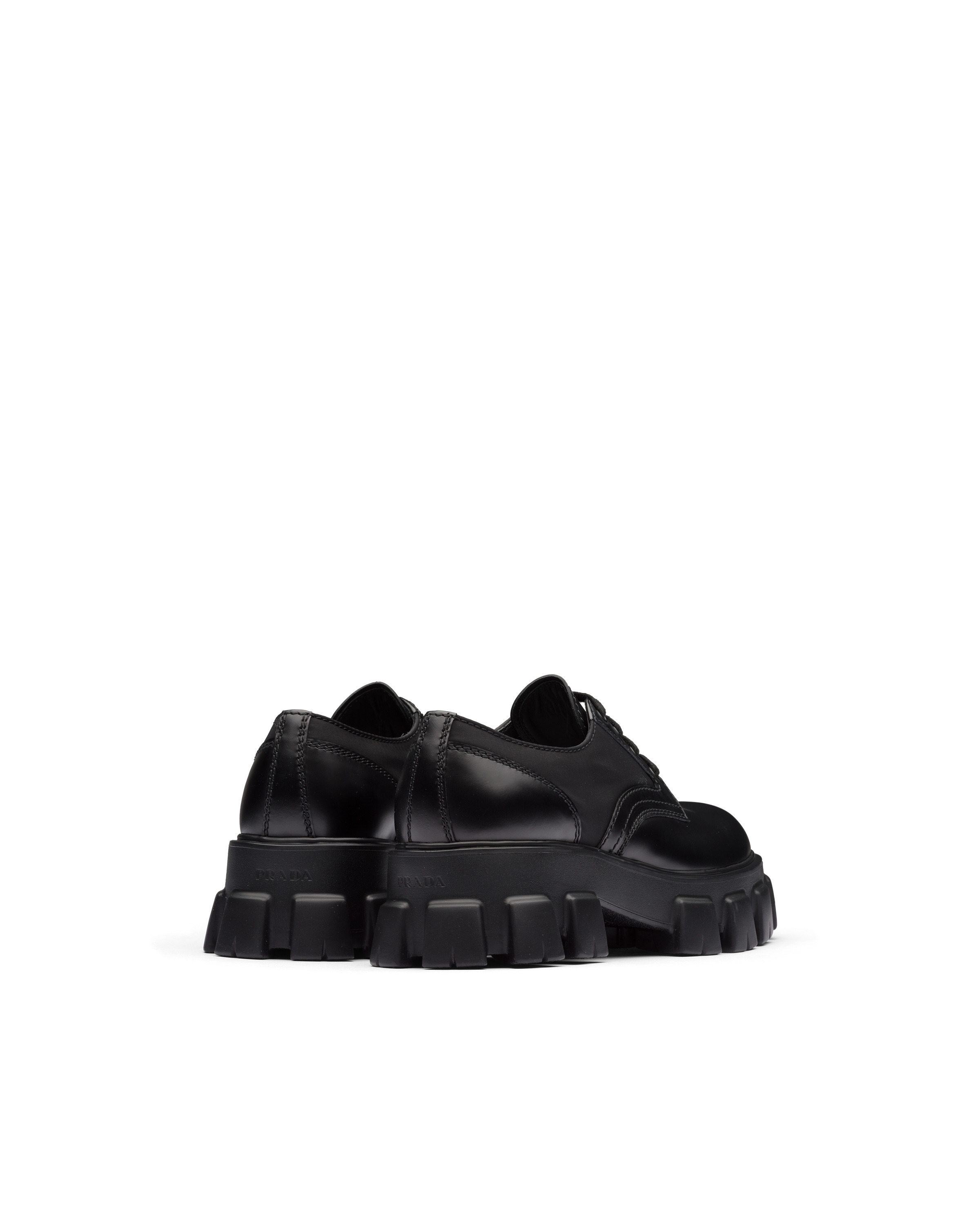 Prada Monolith brushed leather and nylon lace-up shoes - 5