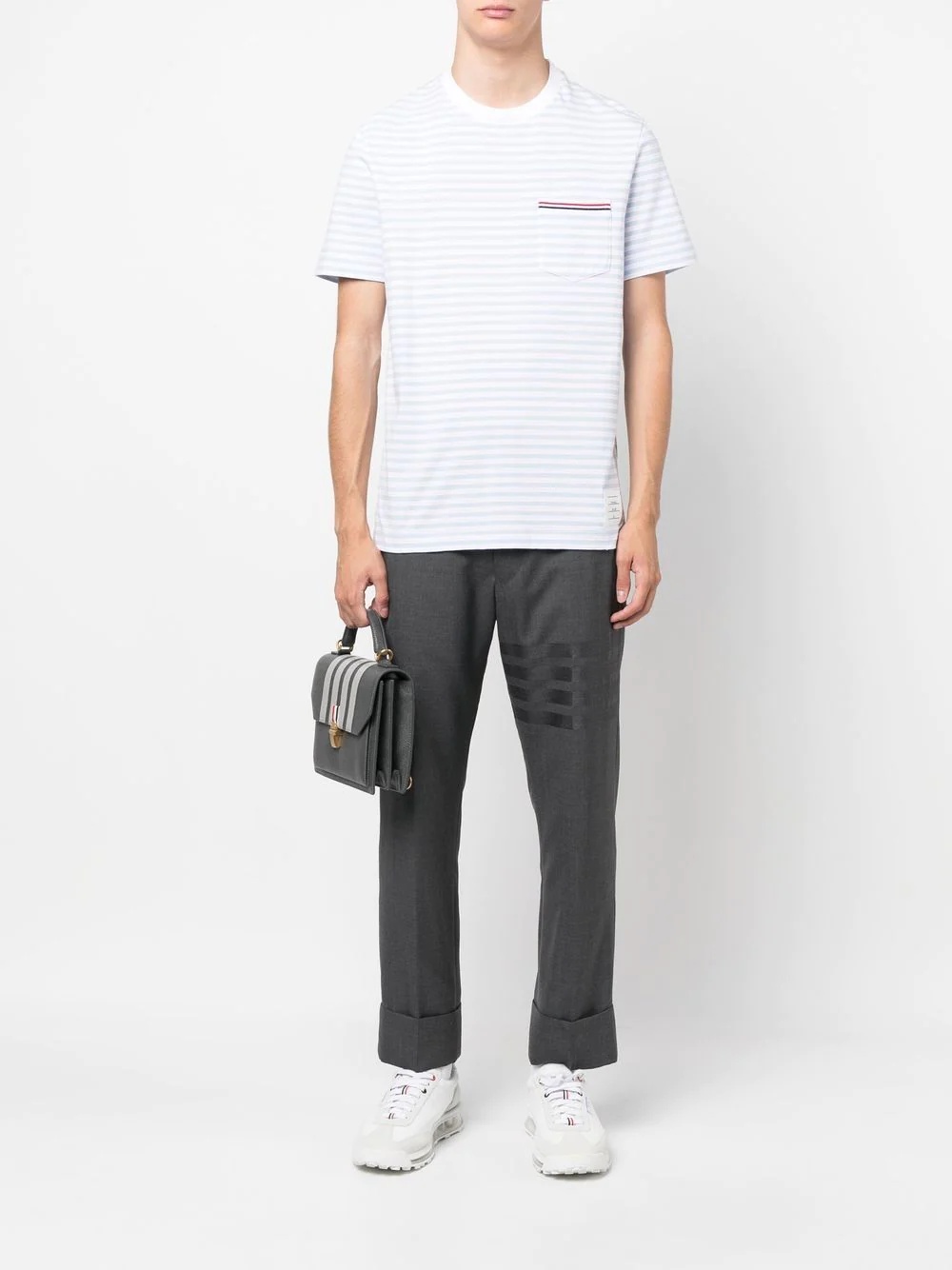 THOM BROWNE Men Narrow Striped Front Pocket T-Shirt - 3