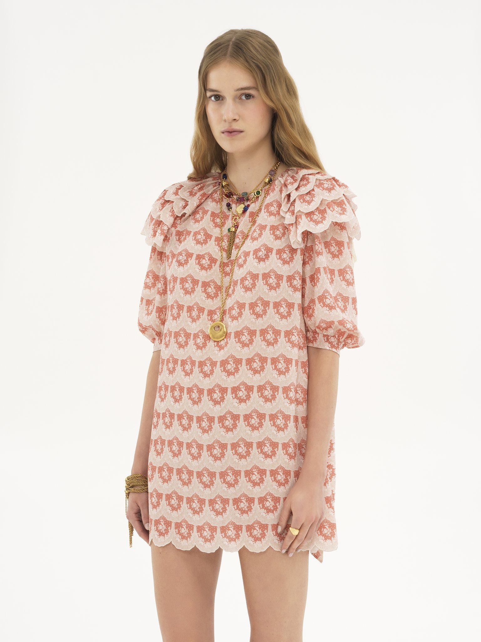 PUFF-SLEEVE MINI DRESS IN SILK CRÊPON - 4