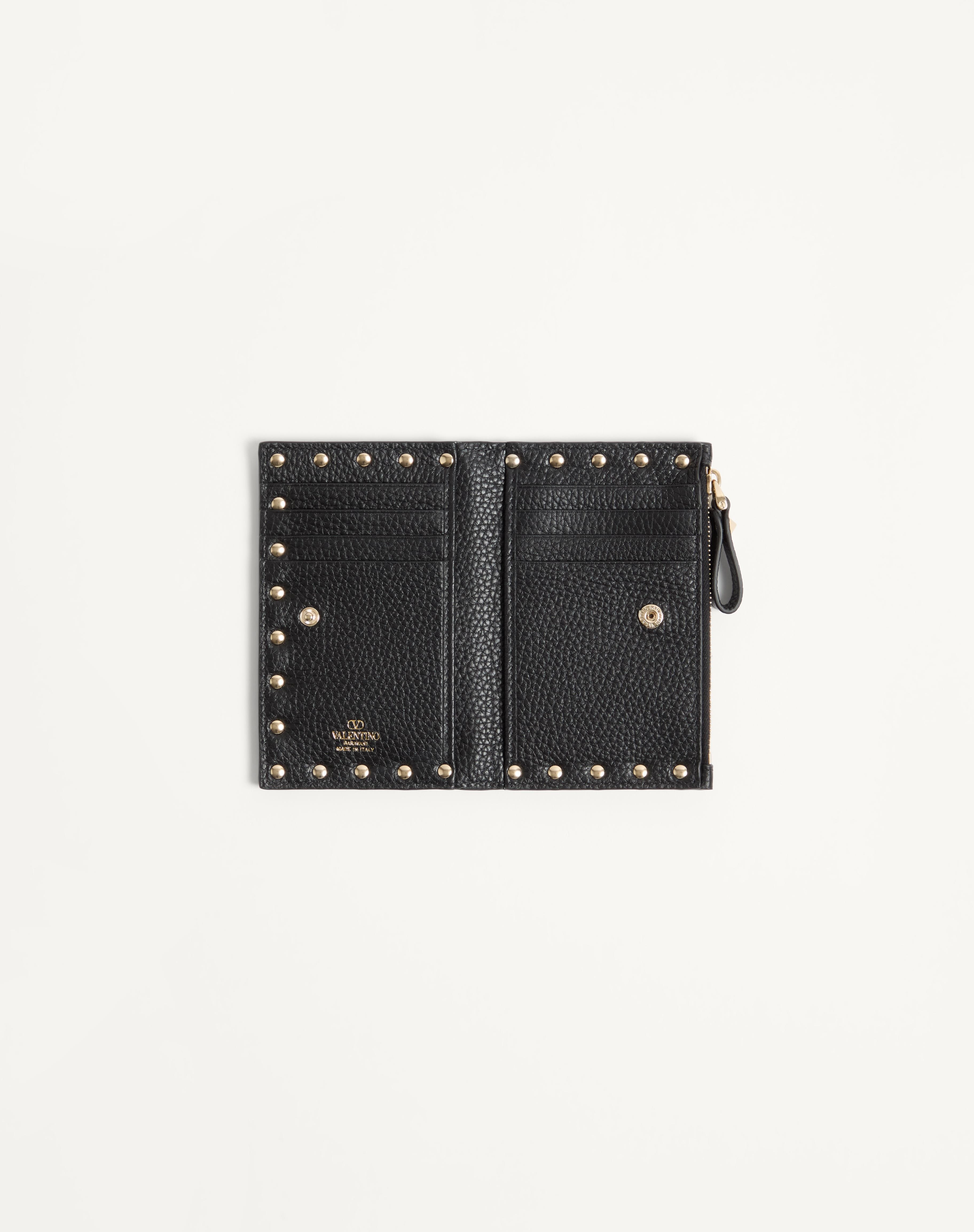 ROCKSTUD GRAINY CALFSKIN CARDHOLDER WITH ZIPPER - 5