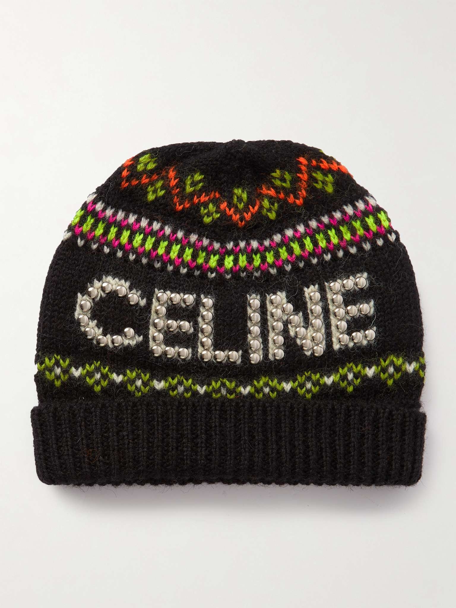 Studded Logo-Jacquard Wool Beanie - 1