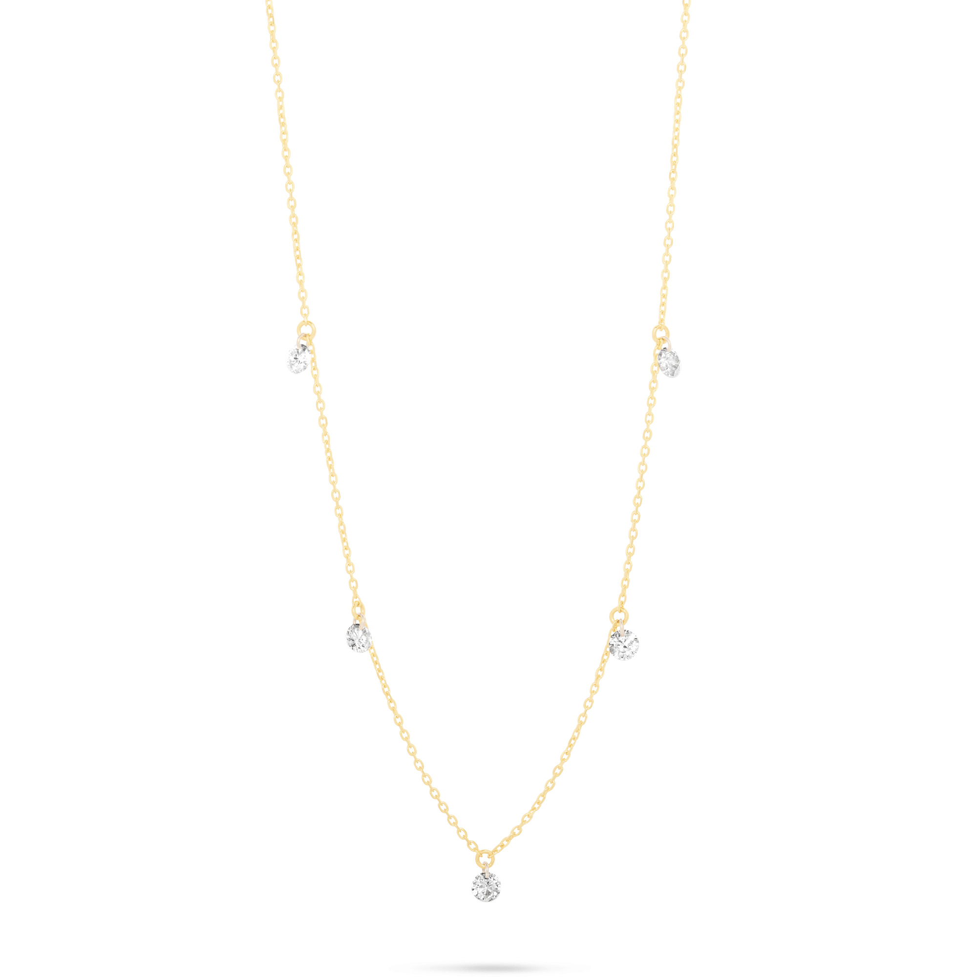 Tiny 5 Diamond Twinkle Necklace - 3