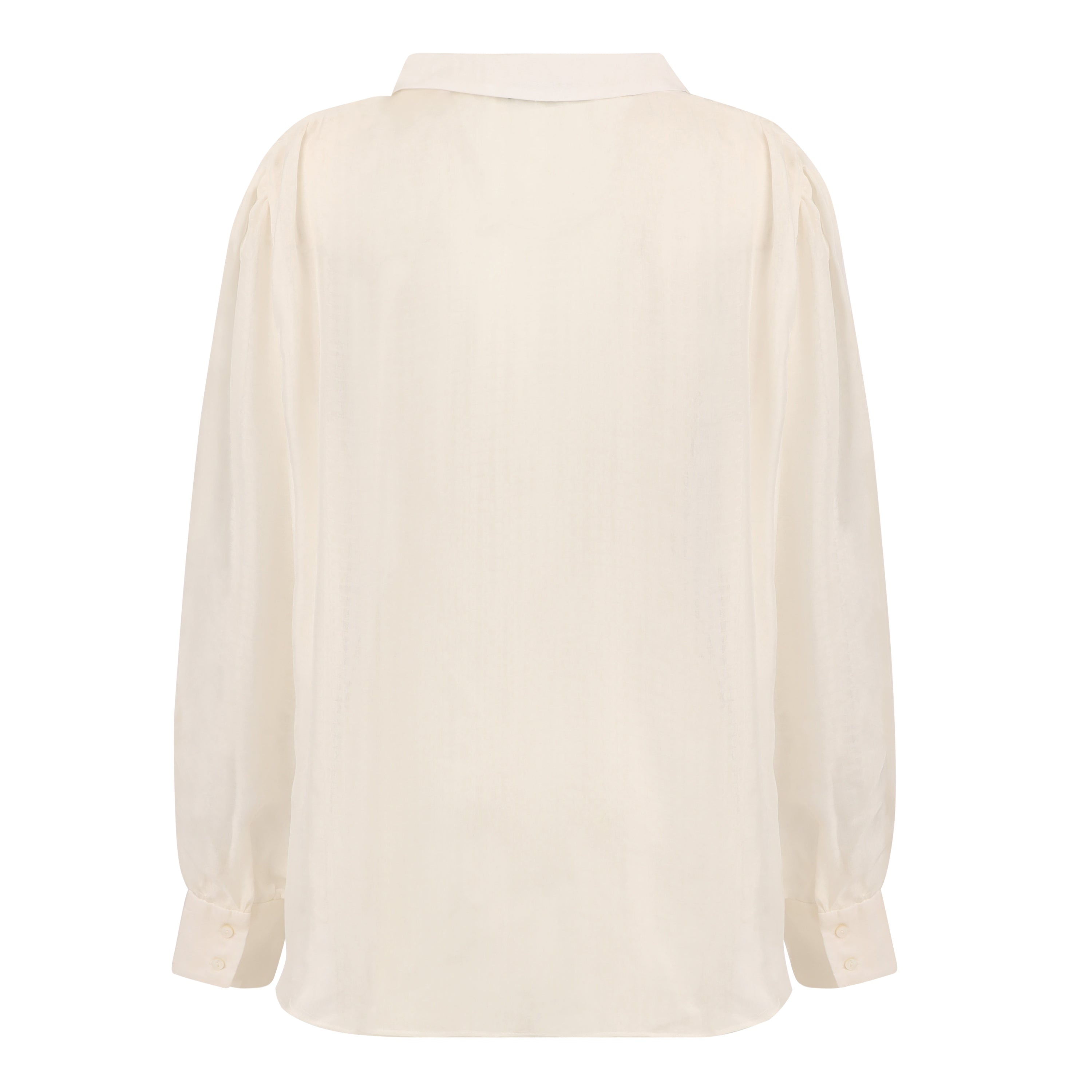 White Double Silk Chiffon Sheer Andrea Blouse - 2