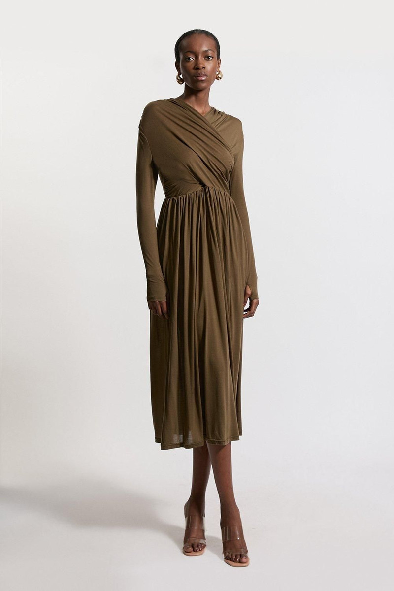 Premium Tencel Jersey Wrap Detail Midi Dress 1