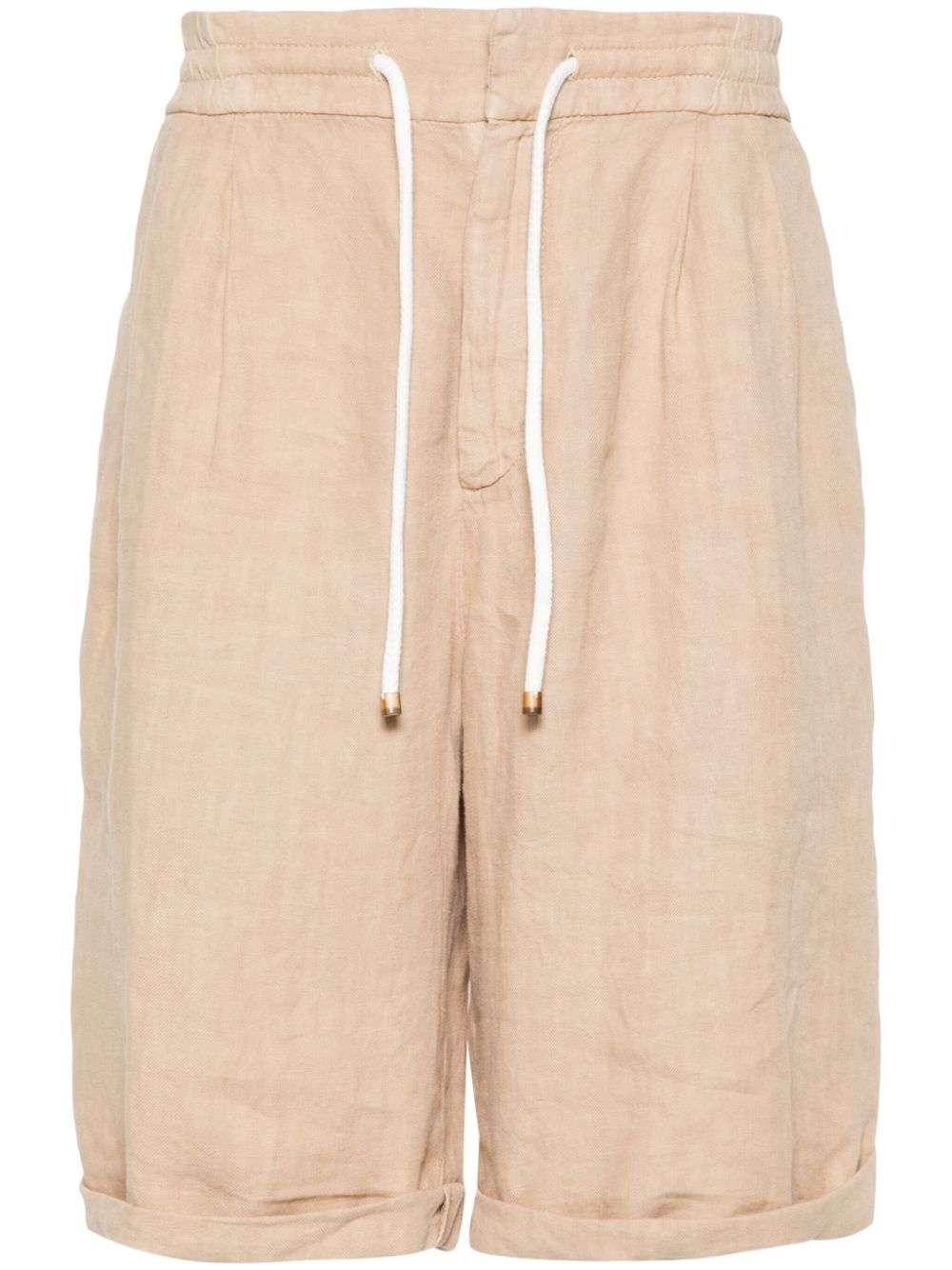interlock-twill linen shorts - 1