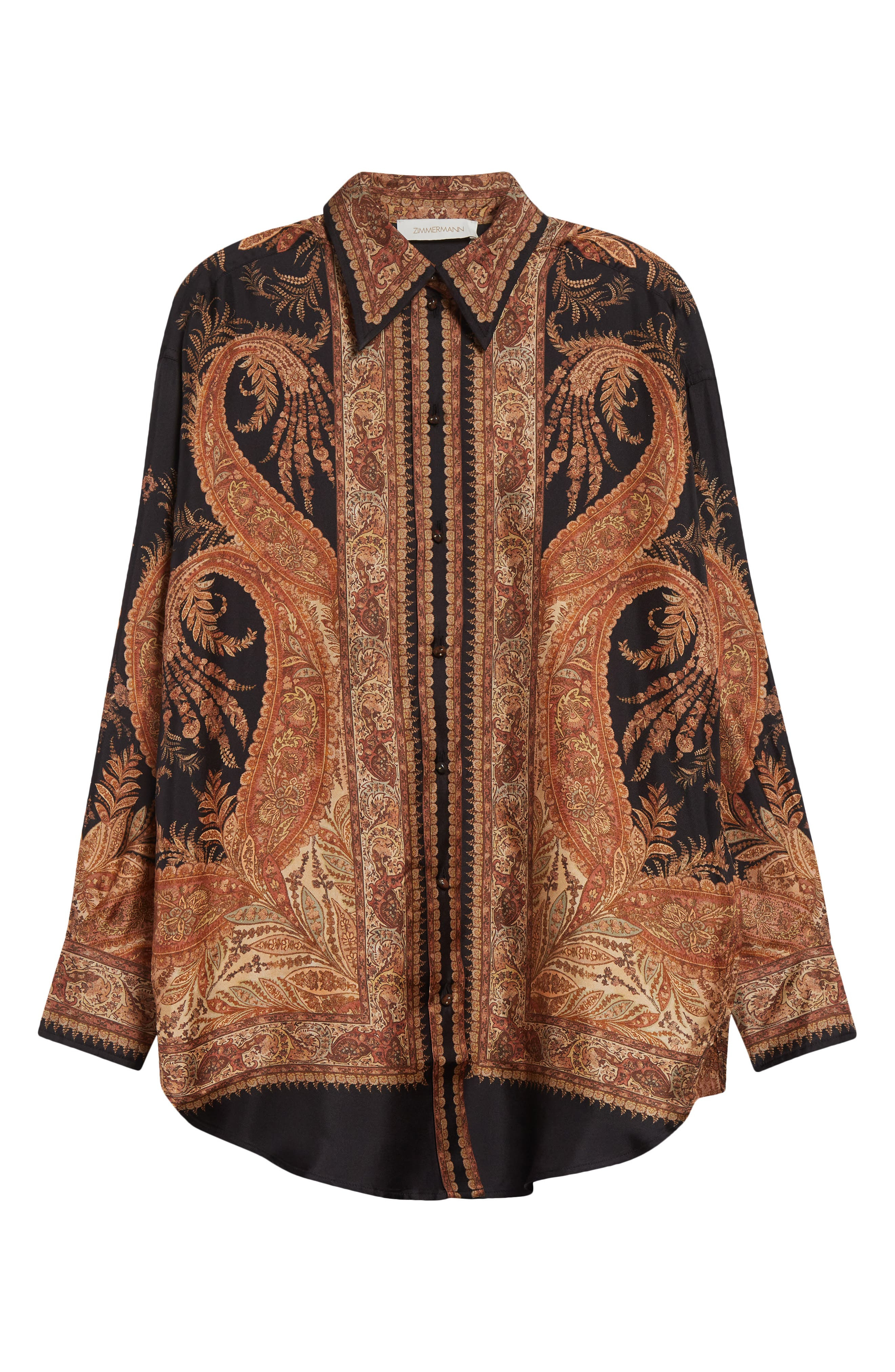 Zimmermann Hypnotic Paisley Silk Button-Up Shirt in Black Paisley at Nordstrom - 5