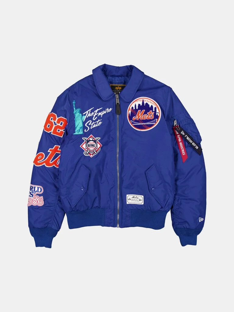 NEW YORK METS X ALPHA X NEW ERA MA-1 COLLARED BOMBER JACKET - 1