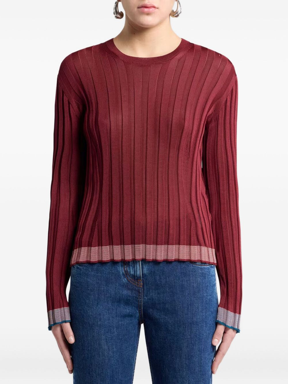 ribbed long-sleeved sweatshirt - 2